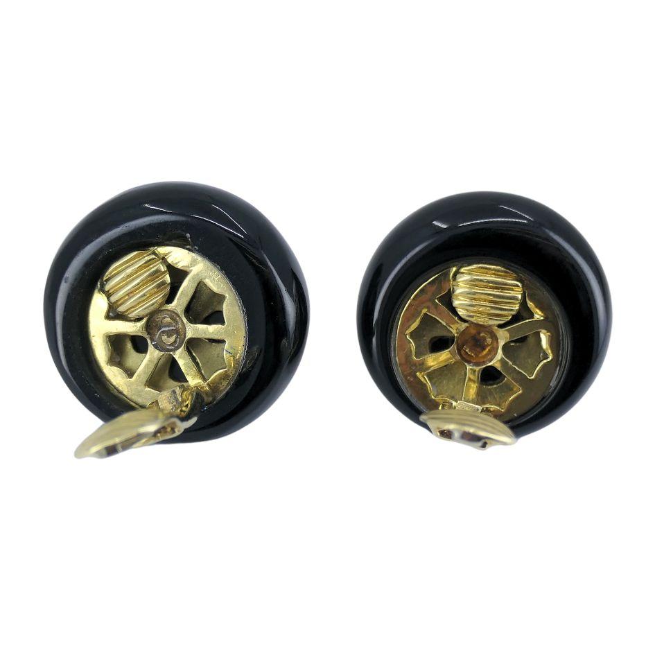 Vintage Aldo Cipullo Ohrclips aus 18 Karat Gold mit Onyx und Diamanten im Angebot 3