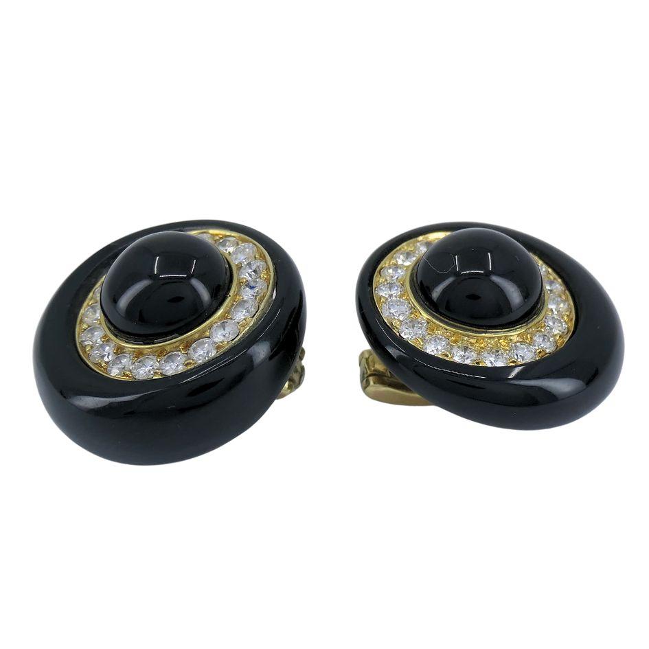 Vintage Aldo Cipullo Ohrclips aus 18 Karat Gold mit Onyx und Diamanten im Angebot 4