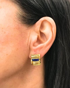 Vintage By Aldo Cipullo for Cartier 18 Gold Ohrringe Lapislazuli