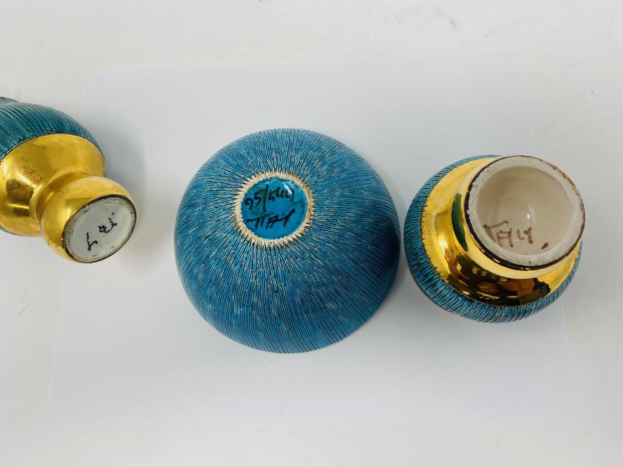 Vintage Aldo Londi Bitossi Ceramic Ashtray, Lighter and Cigarette Holder Italy In Good Condition For Sale In San Diego, CA