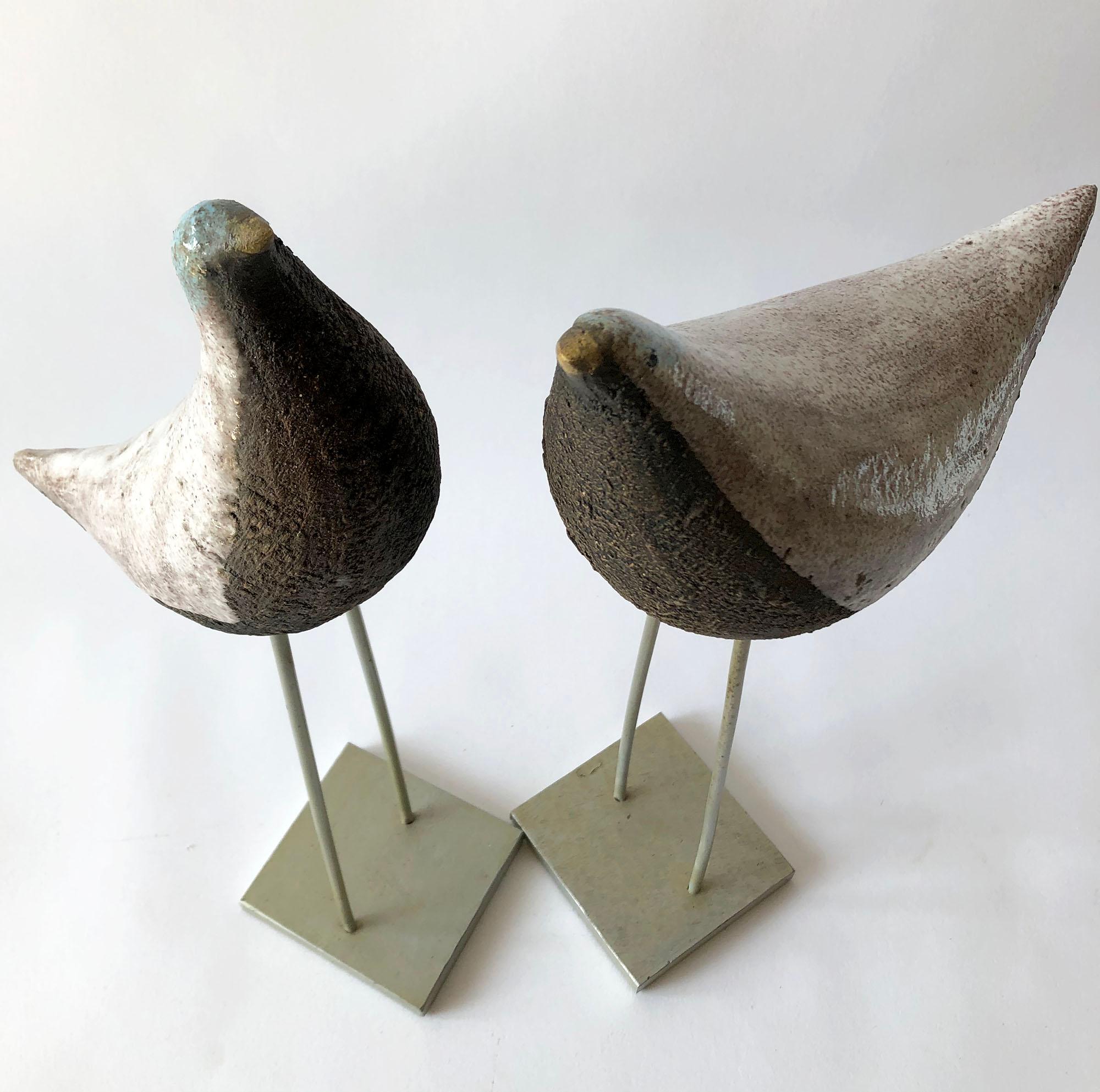 Mid-Century Modern Vintage Aldo Londi Bitossi Italian Modernist Ceramic Pair of Birds Sculptures