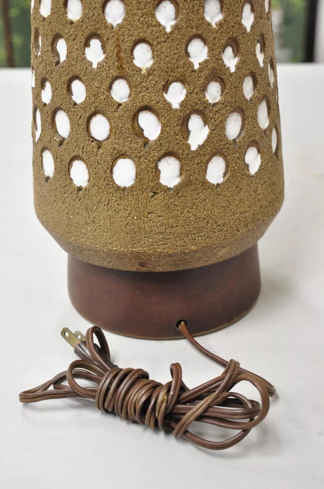 Lampada da tavolo vintage Aldo Londi for Bitossi Italy Mid Century Modern in ceramica marrone in vendita 3