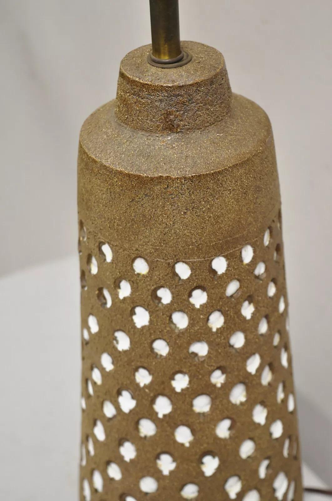 Lampada da tavolo vintage Aldo Londi for Bitossi Italy Mid Century Modern in ceramica marrone in vendita 4