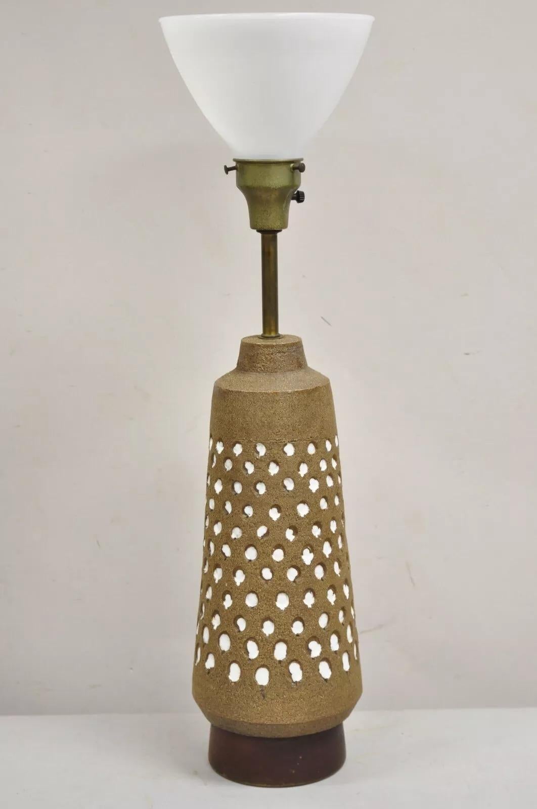 Lampada da tavolo vintage Aldo Londi for Bitossi Italy Mid Century Modern in ceramica marrone in vendita 5
