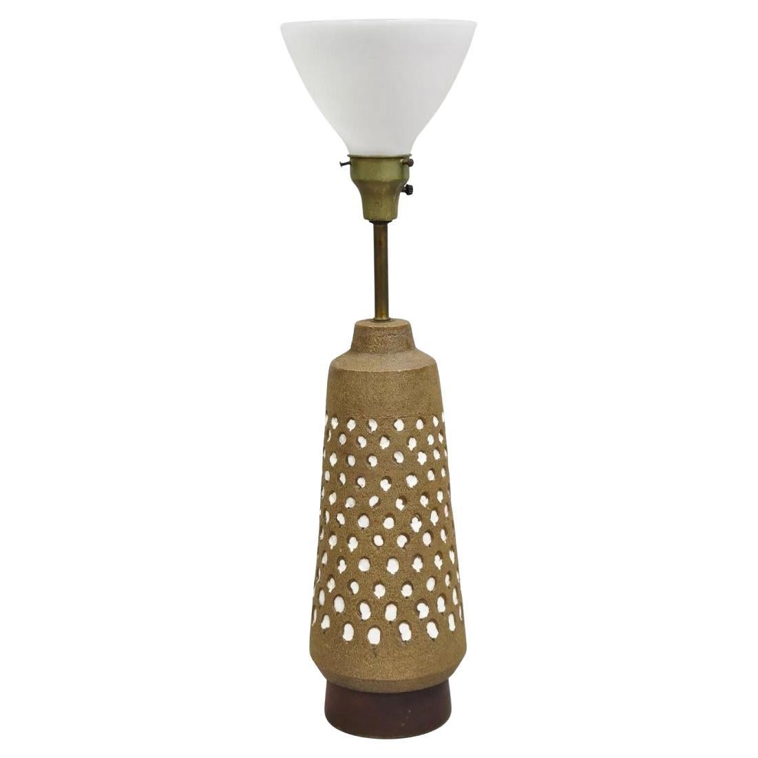 Vintage Aldo Londi for Bitossi Italy Mid Century Modern Brown Pottery Table Lamp