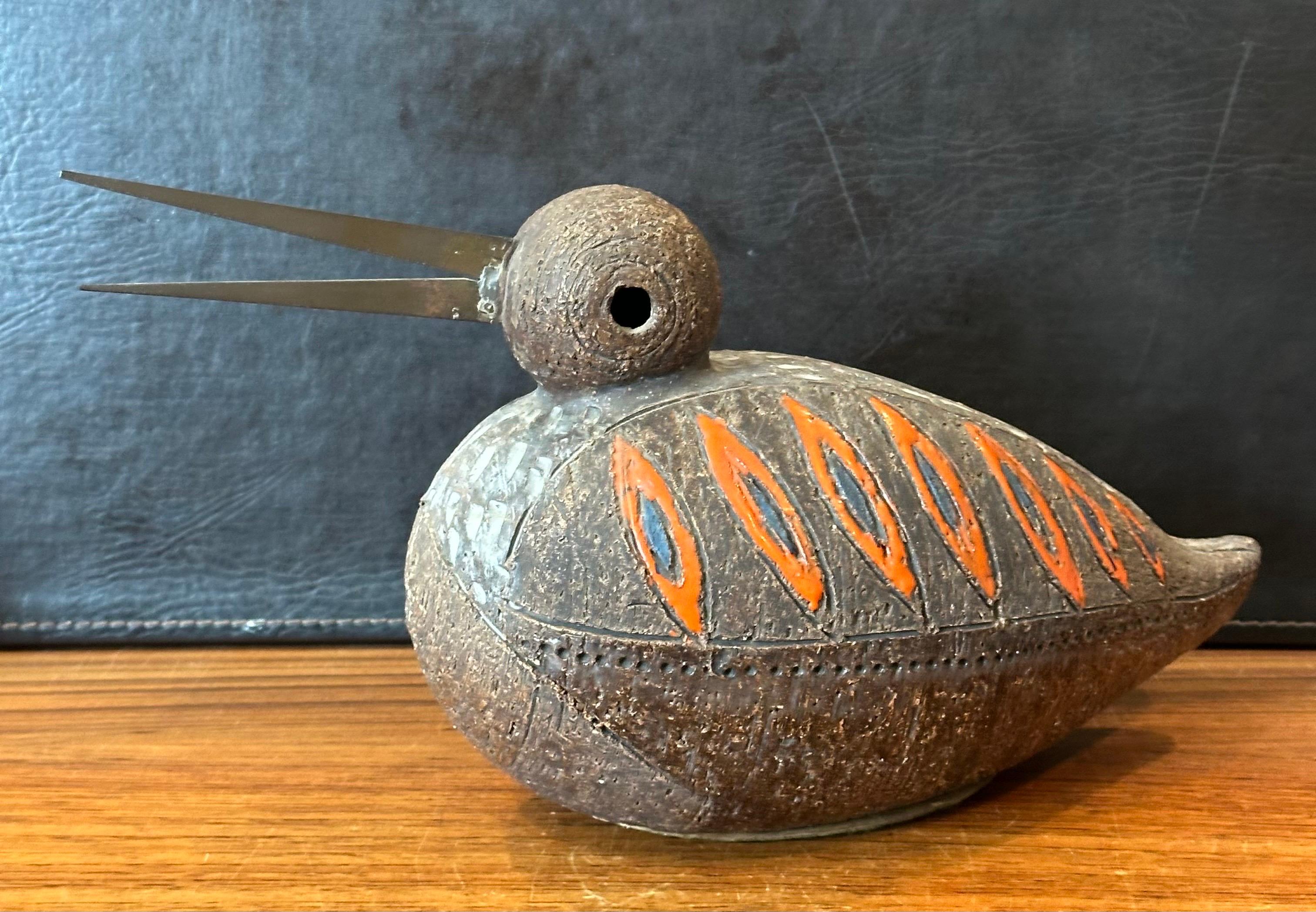 Vintage Aldo Londi Escultura de cerámica italiana Pájaro / Pato de Bitossi Raymor en venta 2