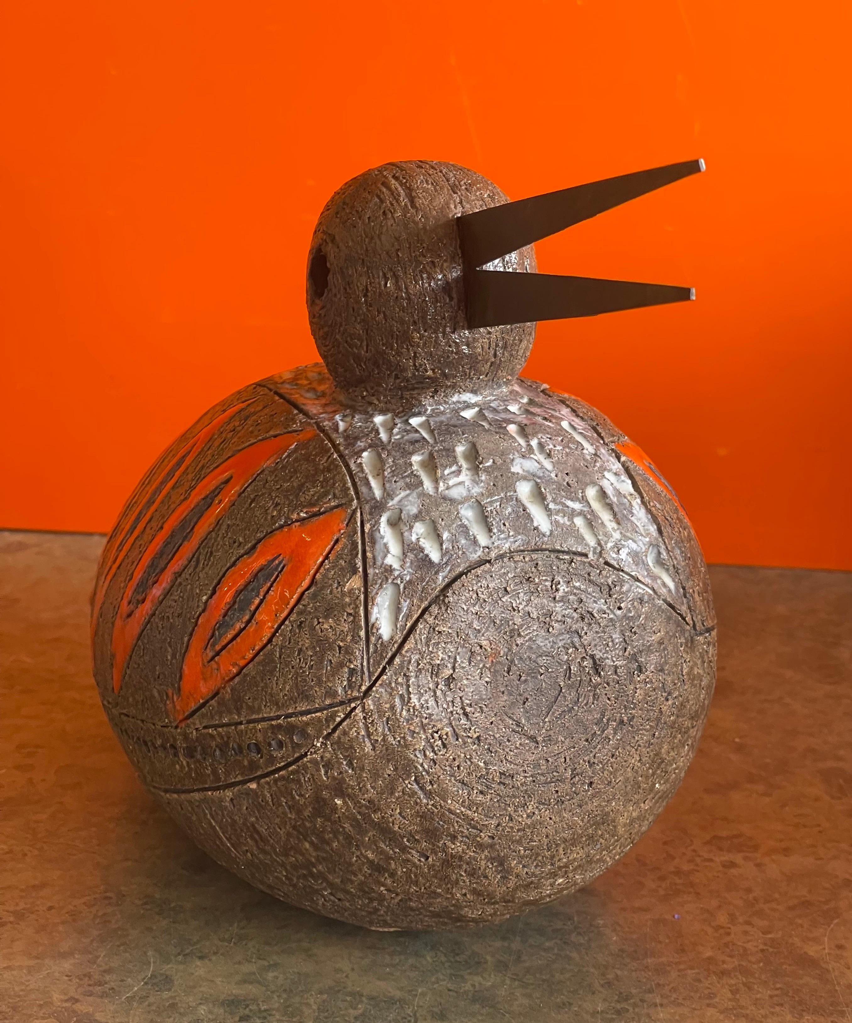 Sculpture italienne vintage d'un oiseau et d'un canard en céramique par Bitossi Raymor, Aldo Londi en vente 4
