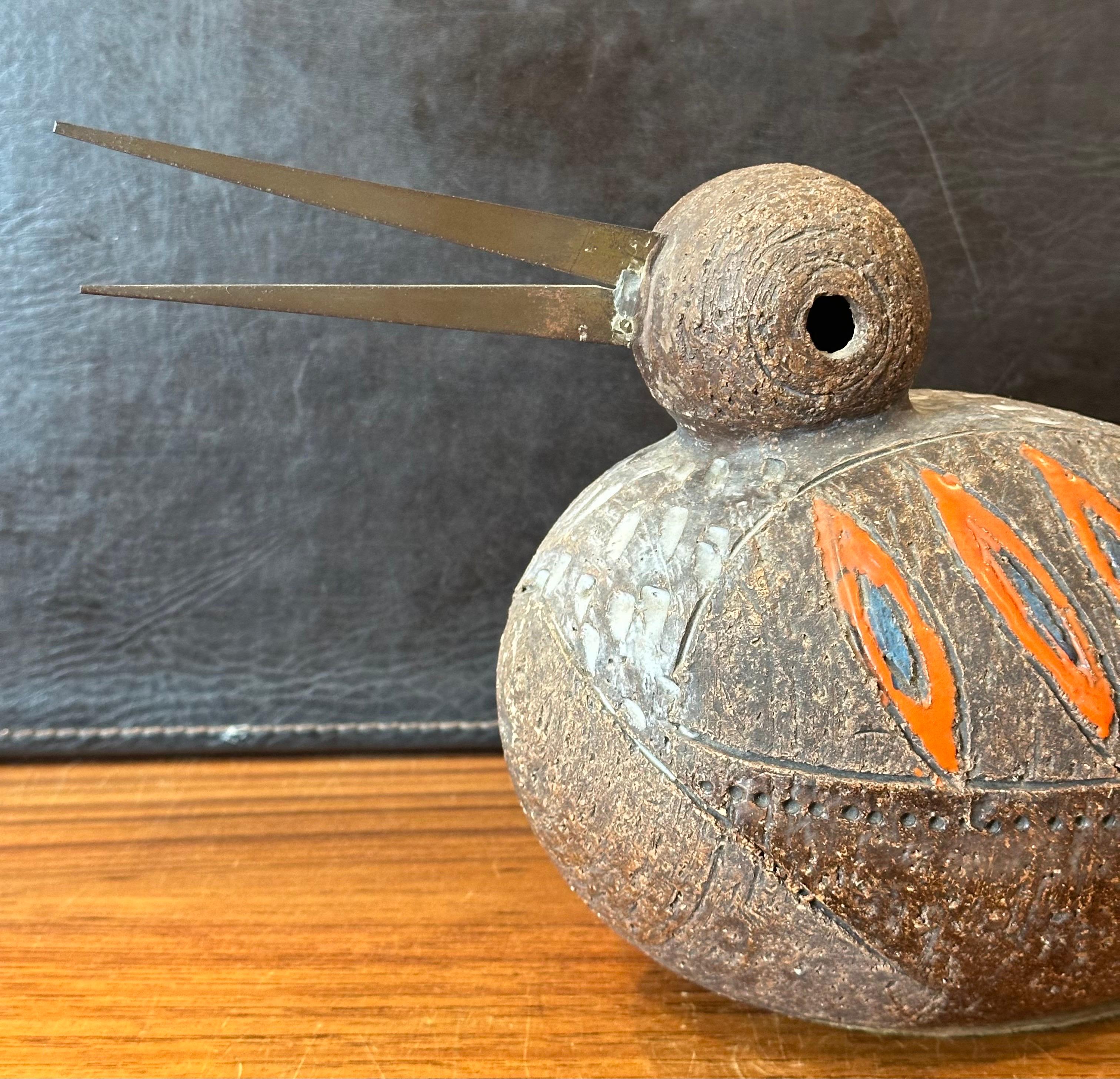 Vintage Aldo Londi Escultura de cerámica italiana Pájaro / Pato de Bitossi Raymor en venta 3