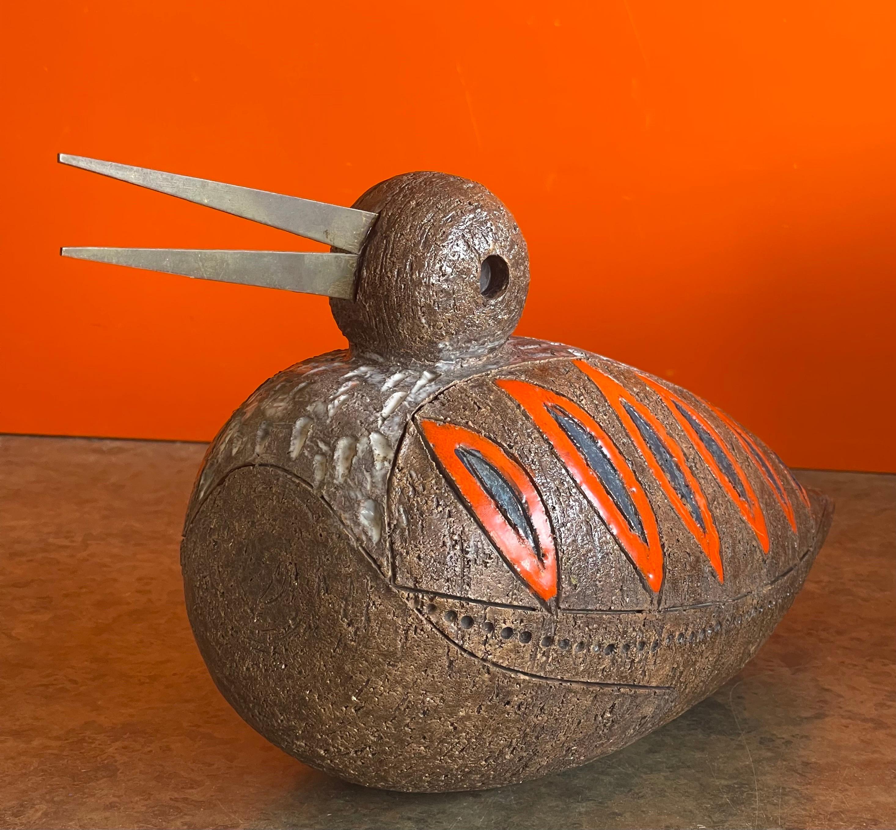 Sculpture italienne vintage d'un oiseau et d'un canard en céramique par Bitossi Raymor, Aldo Londi en vente 5