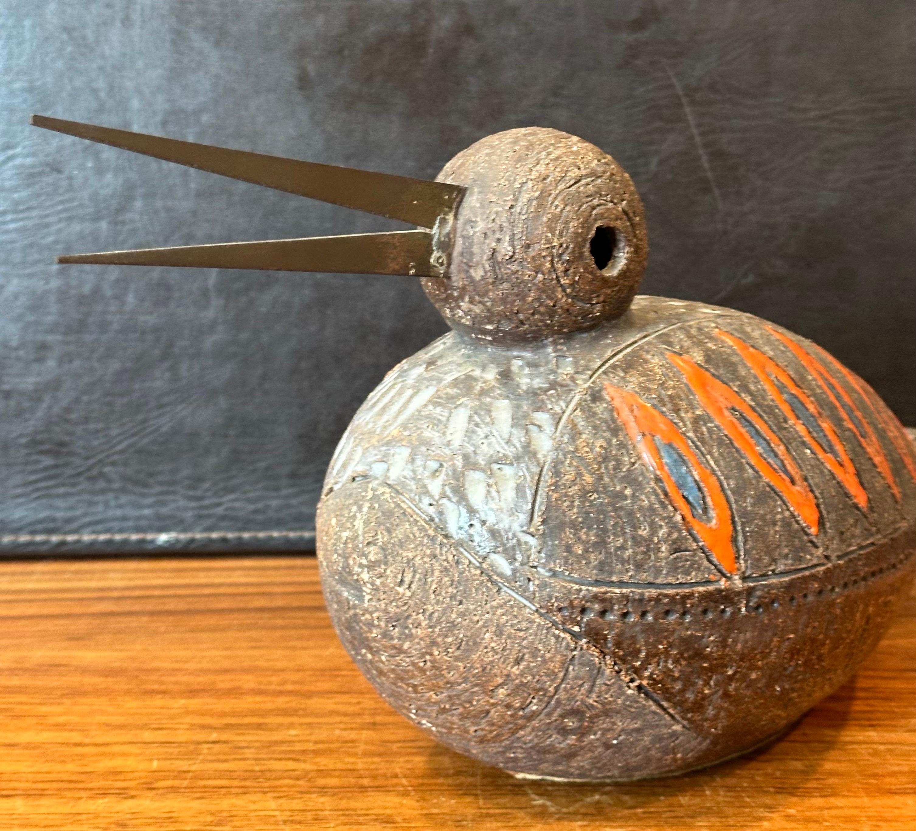 Vintage Aldo Londi Escultura de cerámica italiana Pájaro / Pato de Bitossi Raymor en venta 4