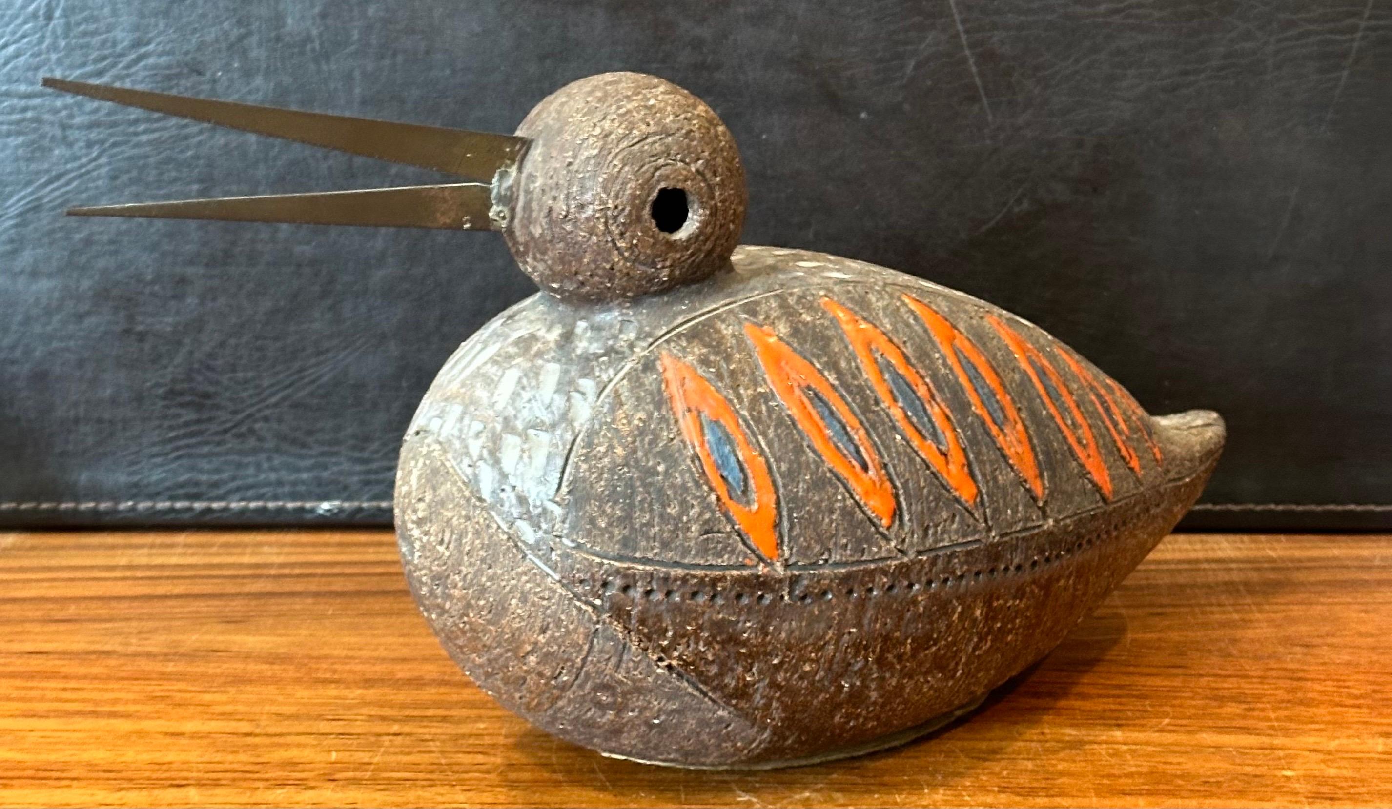 Vintage Aldo Londi Escultura de cerámica italiana Pájaro / Pato de Bitossi Raymor en venta 5