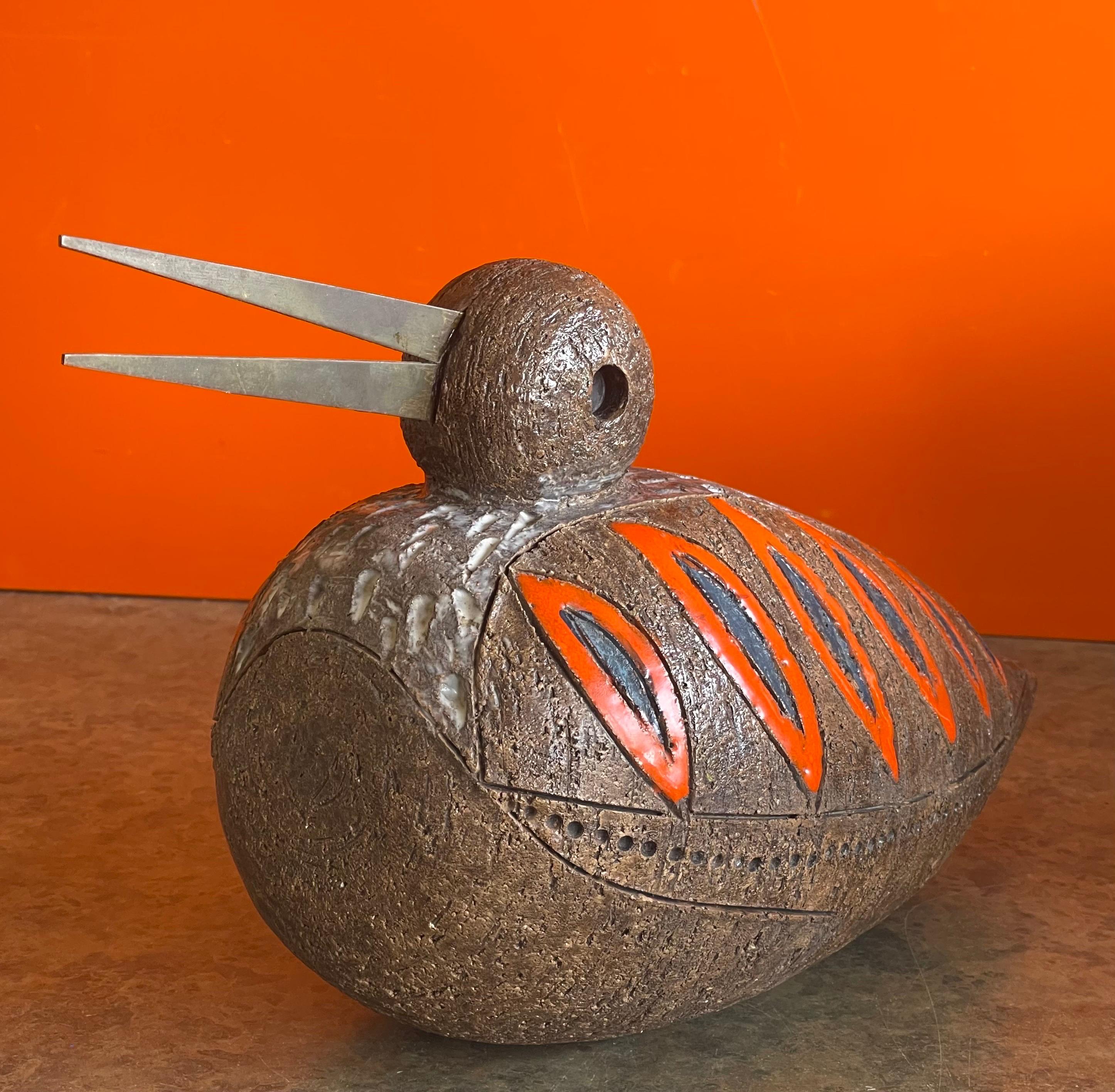 Sculpture italienne vintage d'un oiseau et d'un canard en céramique par Bitossi Raymor, Aldo Londi en vente 8
