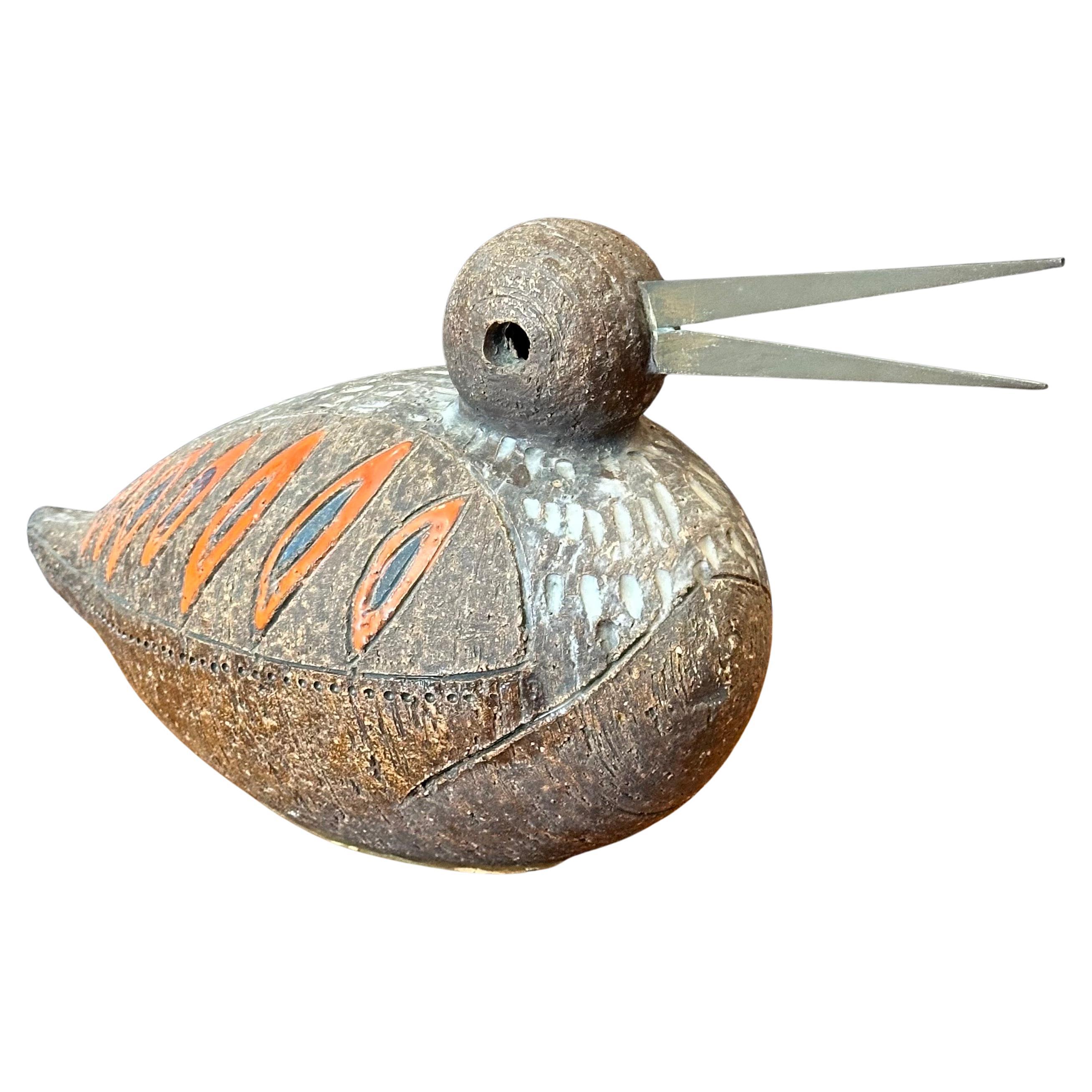Vintage Aldo Londi Escultura de cerámica italiana Pájaro / Pato de Bitossi Raymor en venta 7