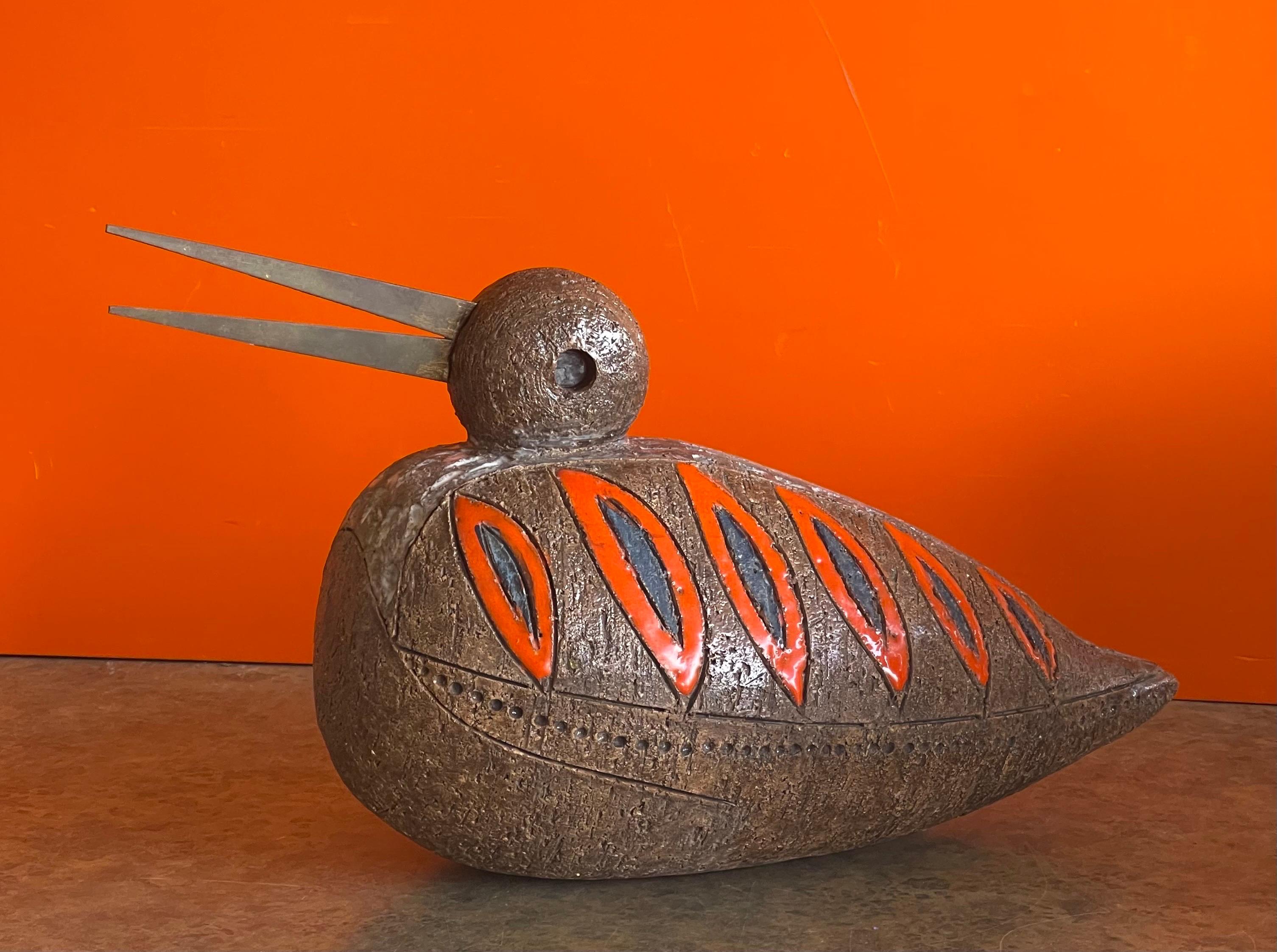 Sculpture italienne vintage d'un oiseau et d'un canard en céramique par Bitossi Raymor, Aldo Londi en vente 9