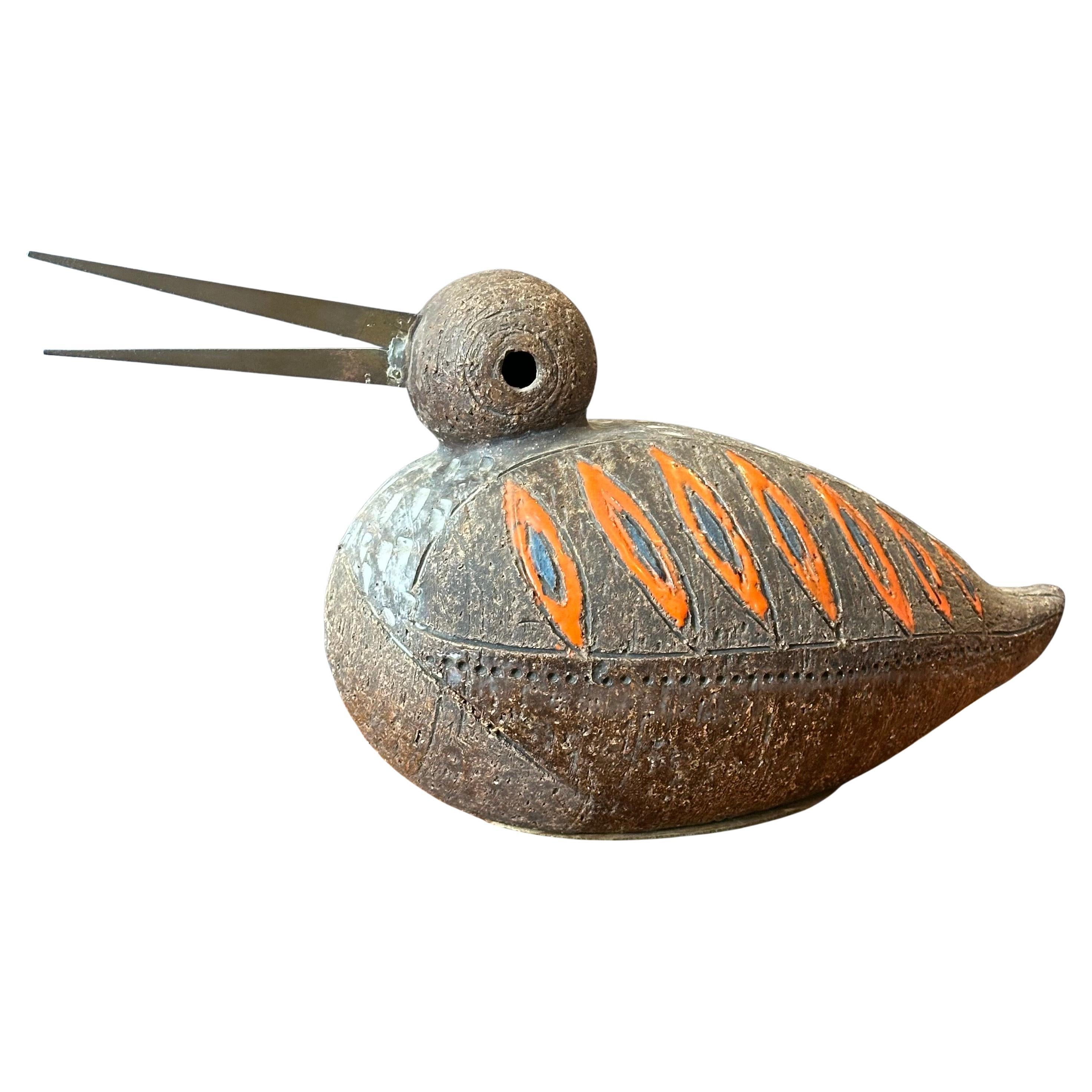 Vintage Aldo Londi Escultura de cerámica italiana Pájaro / Pato de Bitossi Raymor Moderno de mediados de siglo en venta