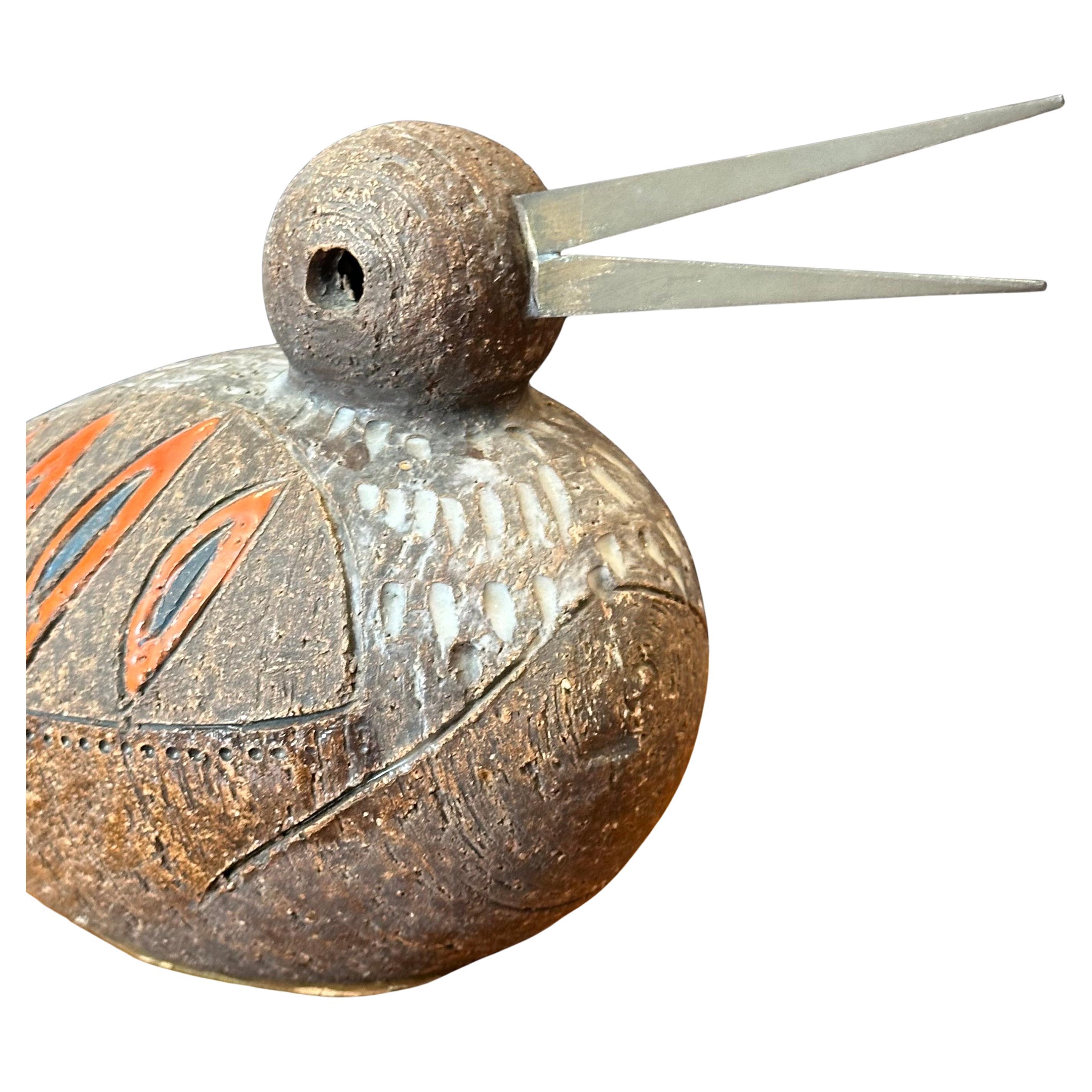 Vintage Aldo Londi Escultura de cerámica italiana Pájaro / Pato de Bitossi Raymor Italiano en venta