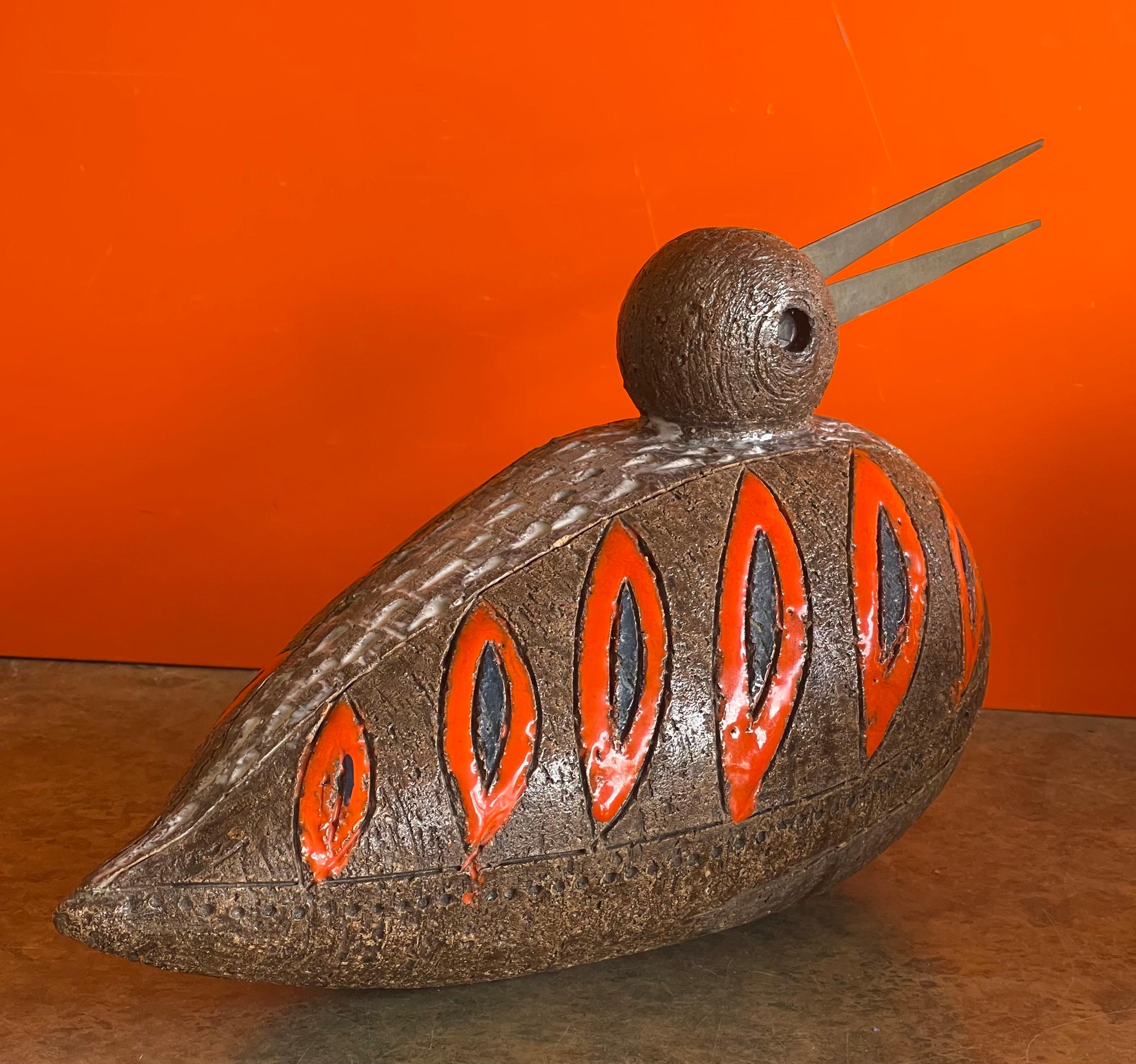 Vintage Aldo Londi Italian Ceramiche Bird / Duck Sculpture by Bitossi Raymor In Good Condition For Sale In San Diego, CA