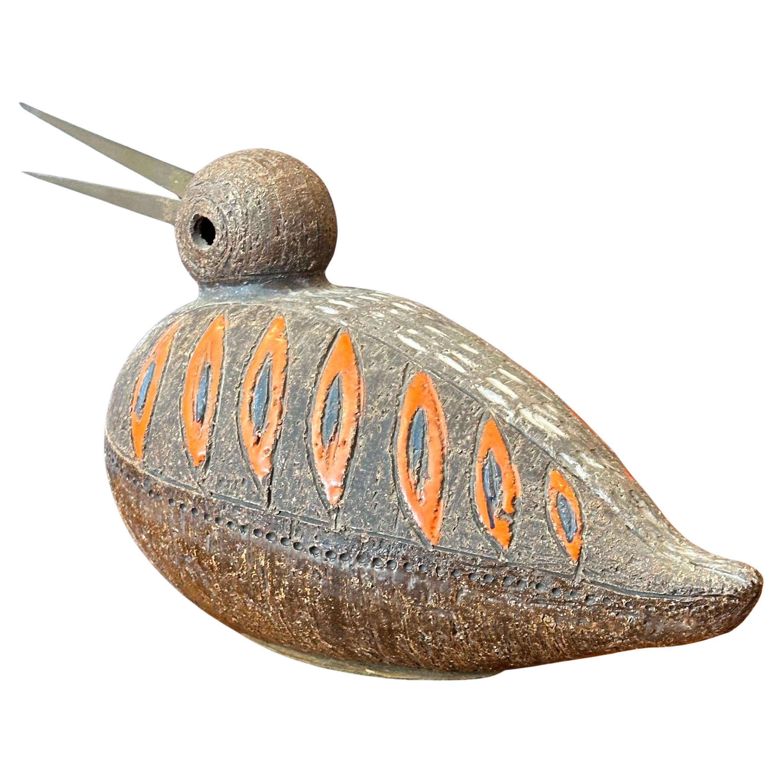 Vintage Aldo Londi Escultura de cerámica italiana Pájaro / Pato de Bitossi Raymor Glaseado en venta
