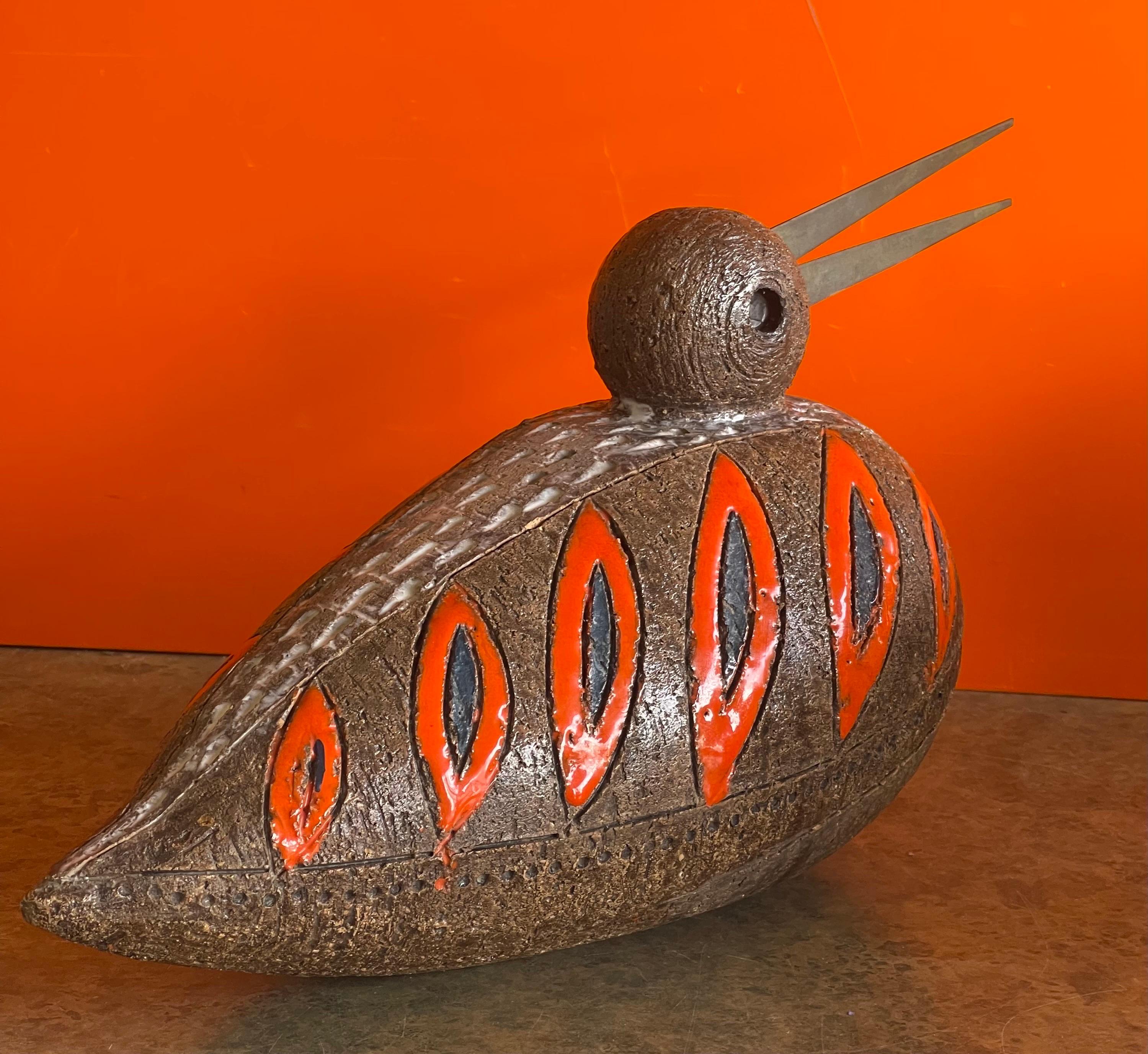 Italienische Keramik-Vogel-/Enten-Skulptur von Bitossi Raymor, Aldo Londi, Vintage (Mitte des 20. Jahrhunderts) im Angebot