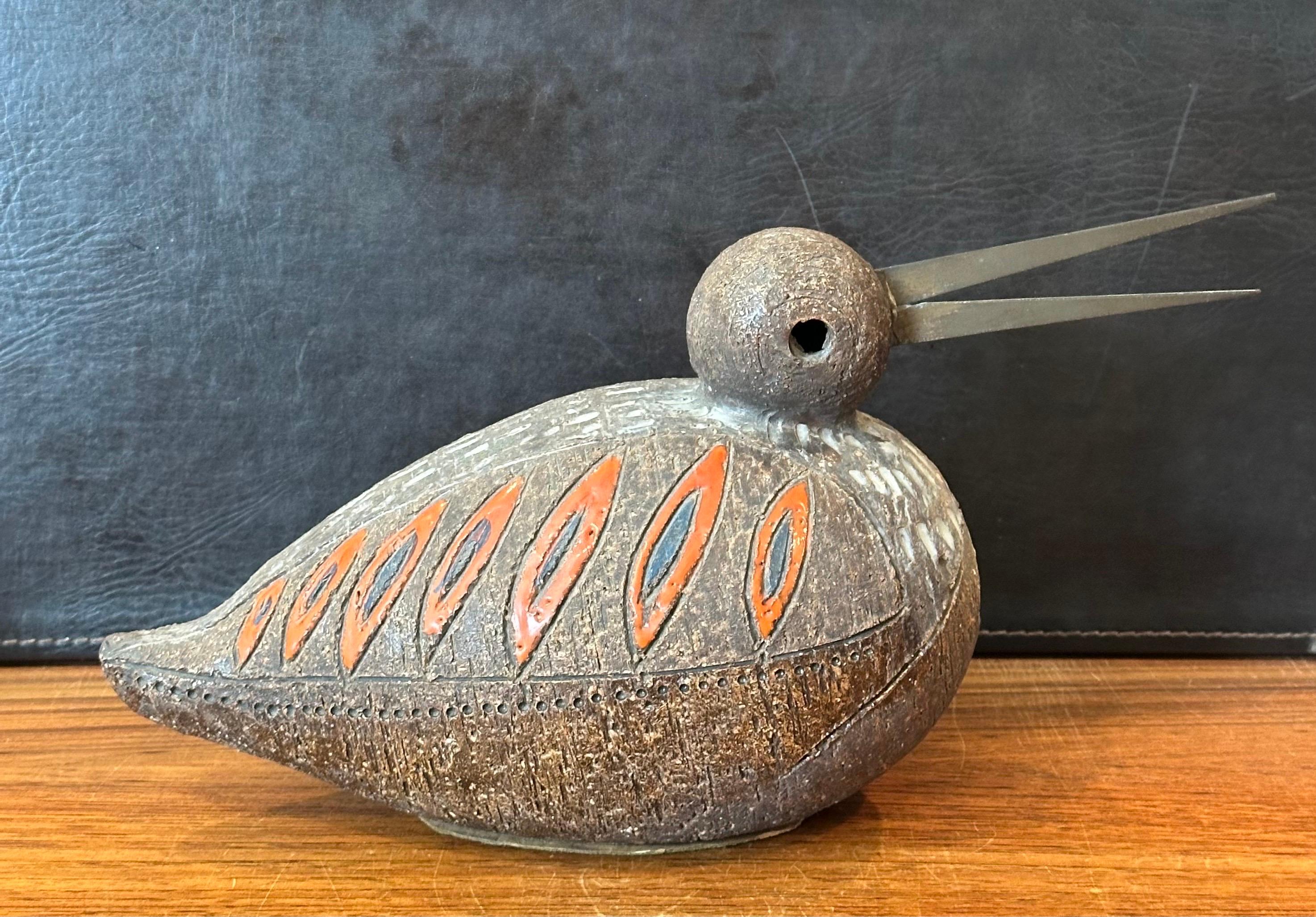 Vintage Aldo Londi Escultura de cerámica italiana Pájaro / Pato de Bitossi Raymor en Bueno estado para la venta en San Diego, CA