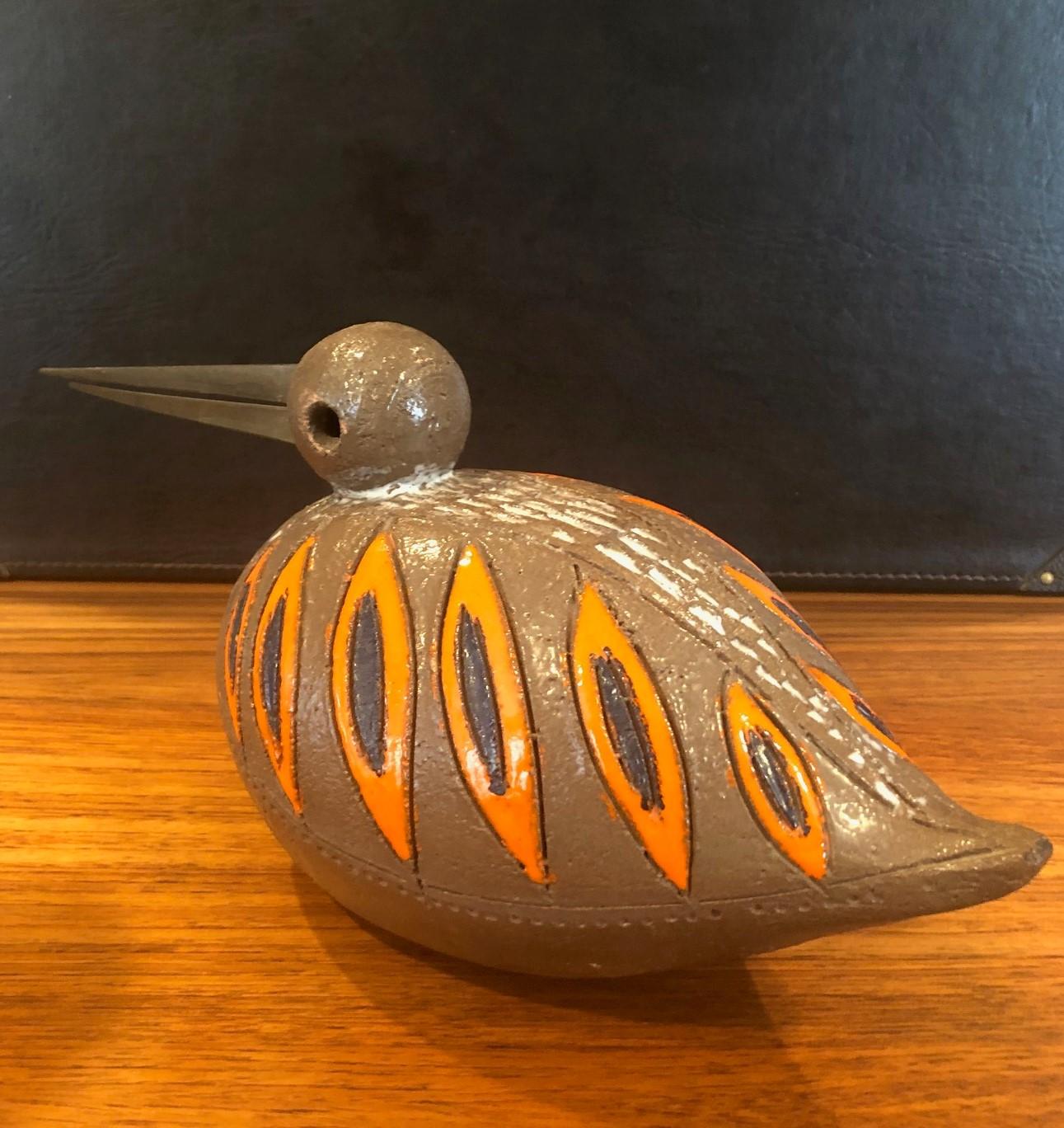 Glazed Vintage Aldo Londi Italian Ceramiche Bird / Duck Sculpture by Bitossi Raymor