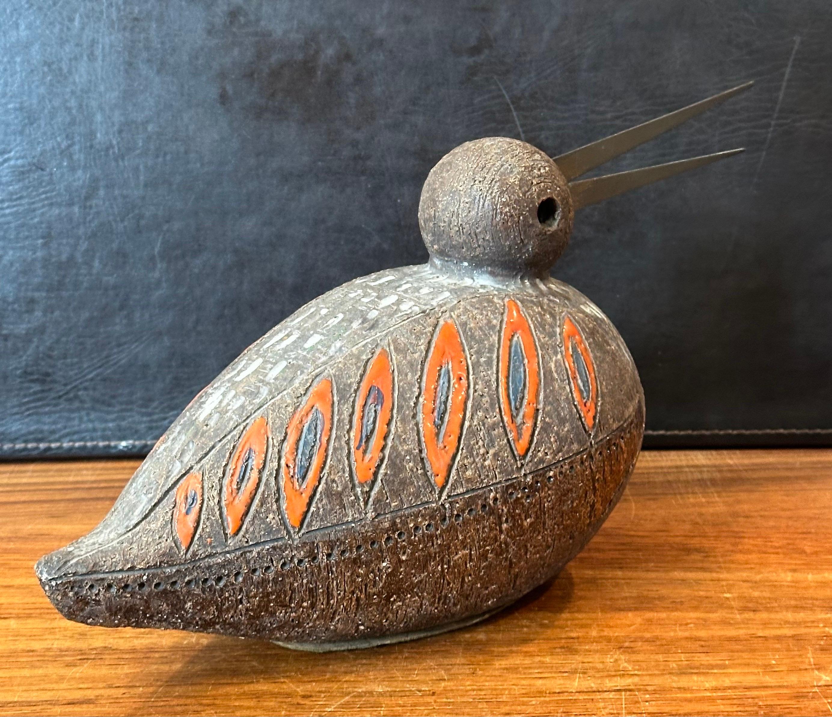 Vintage Aldo Londi Escultura de cerámica italiana Pájaro / Pato de Bitossi Raymor siglo XX en venta
