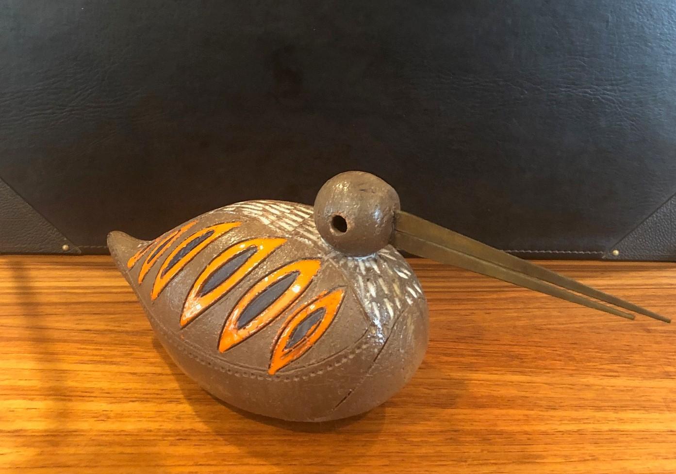 Vintage Aldo Londi Italian Ceramiche Bird / Duck Sculpture by Bitossi Raymor In Good Condition In San Diego, CA