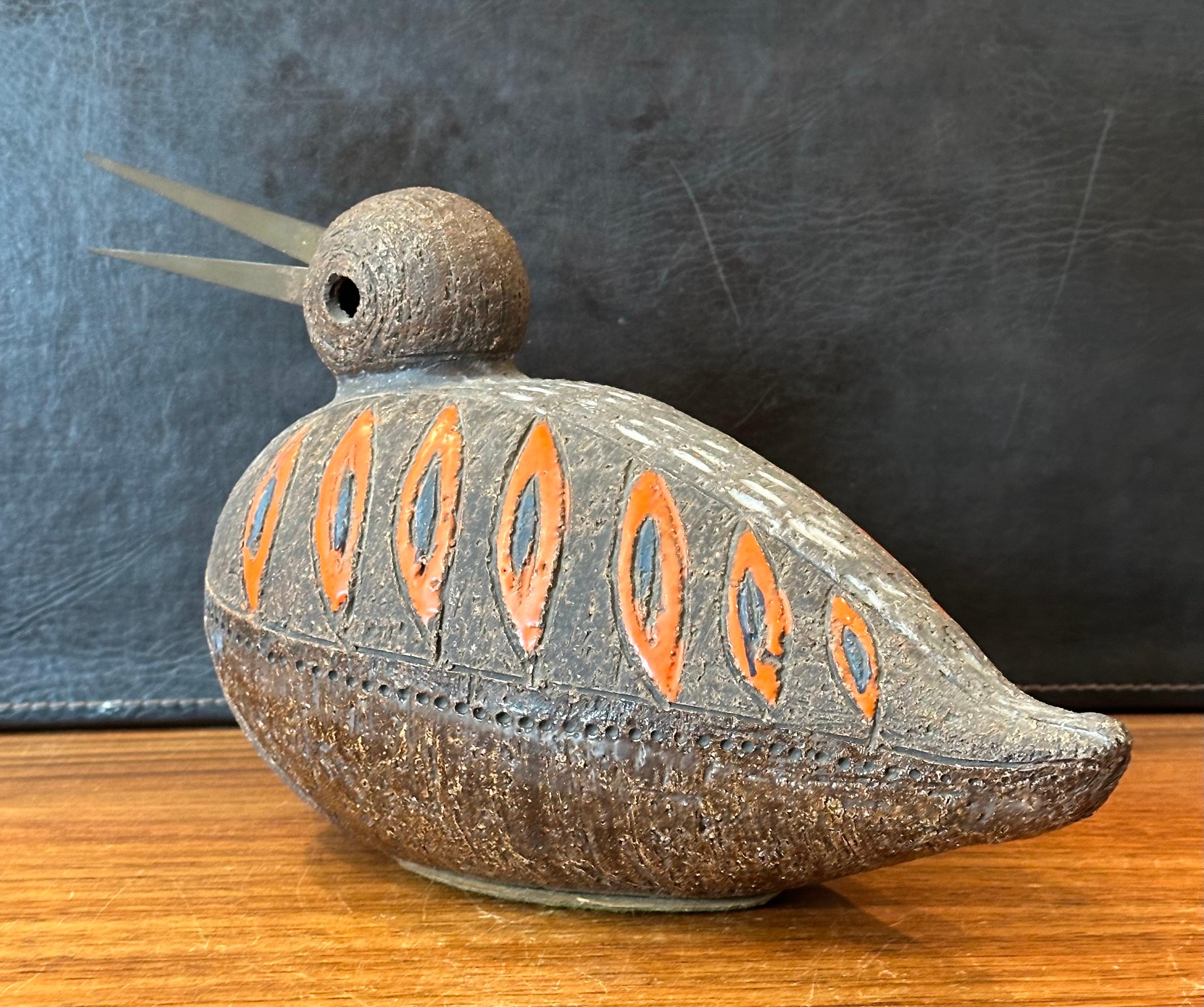 Vintage Aldo Londi Escultura de cerámica italiana Pájaro / Pato de Bitossi Raymor en venta 1