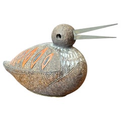 Sculpture italienne Ceramiche oiseau / canard vintage Aldo Londi par Bitossi Raymor