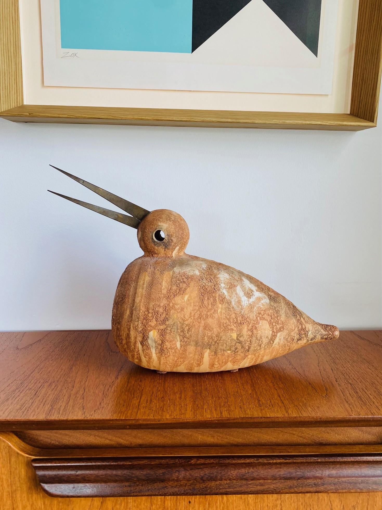 Mid-20th Century Vintage Aldo Londi Italian Pottery Bird / Duck Sculpture by Bitossi Raymor For Sale