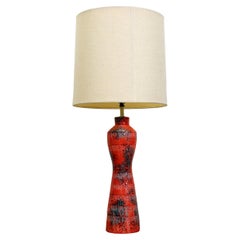 Vintage Aldo Londi Raymor Bitossi Style Lava Red Pottery Table Lamp