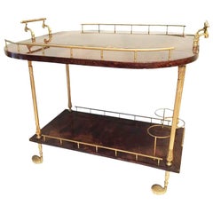 Vintage Aldo Tura Italian Lacquered Goat Skin Bar or Tea Cart