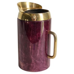 Vintage Aldo Tura Purple Goatskin and Brass Pitcher, Italy, circa 1950s