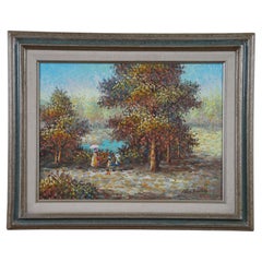 Vintage Alen Walters Impressionist Landscape Painting Oil on Canvas Framed
