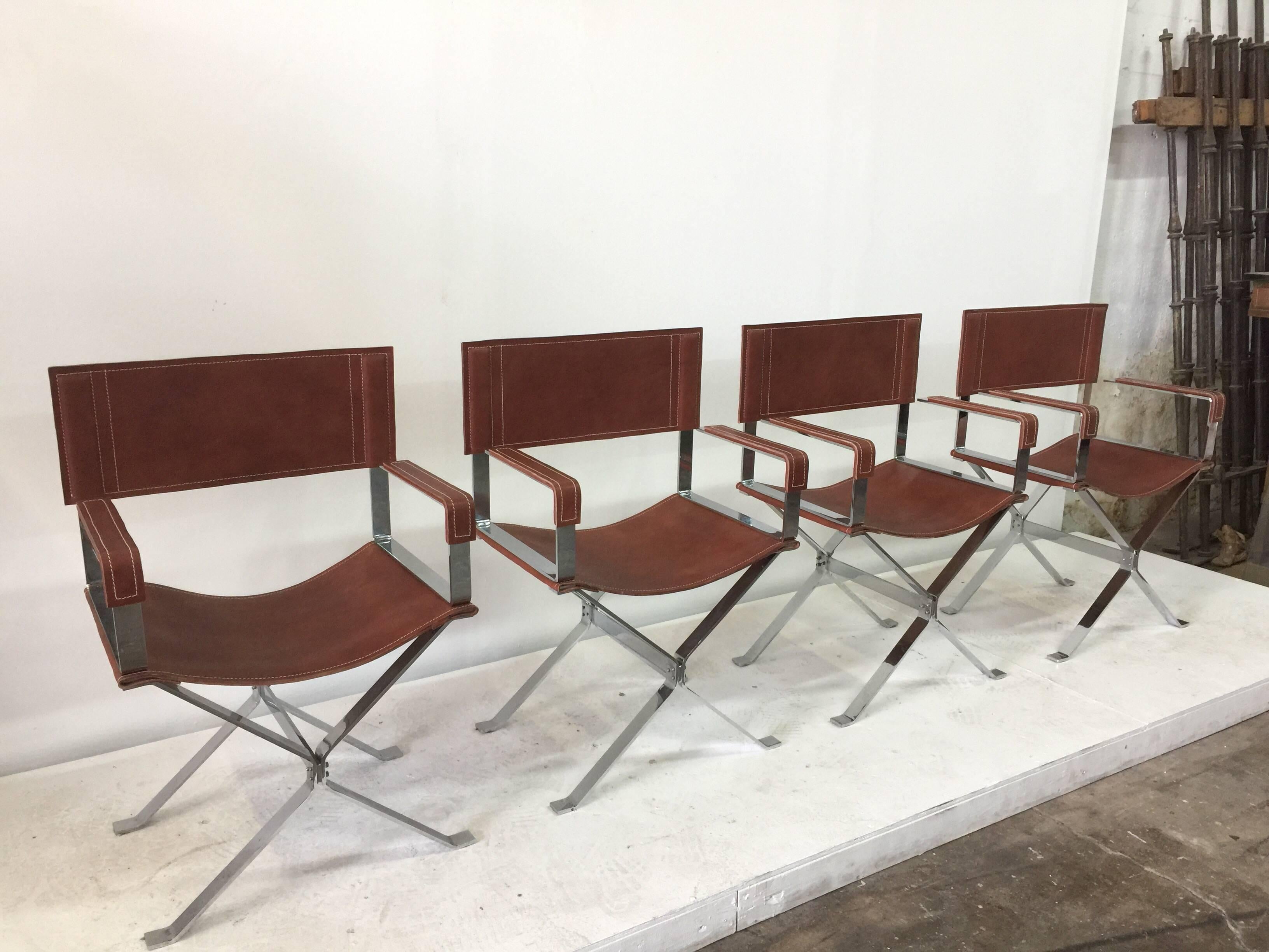 Mid-Century Modern Vintage Alessandro Albrizzi Director Armchairs, Set of Four