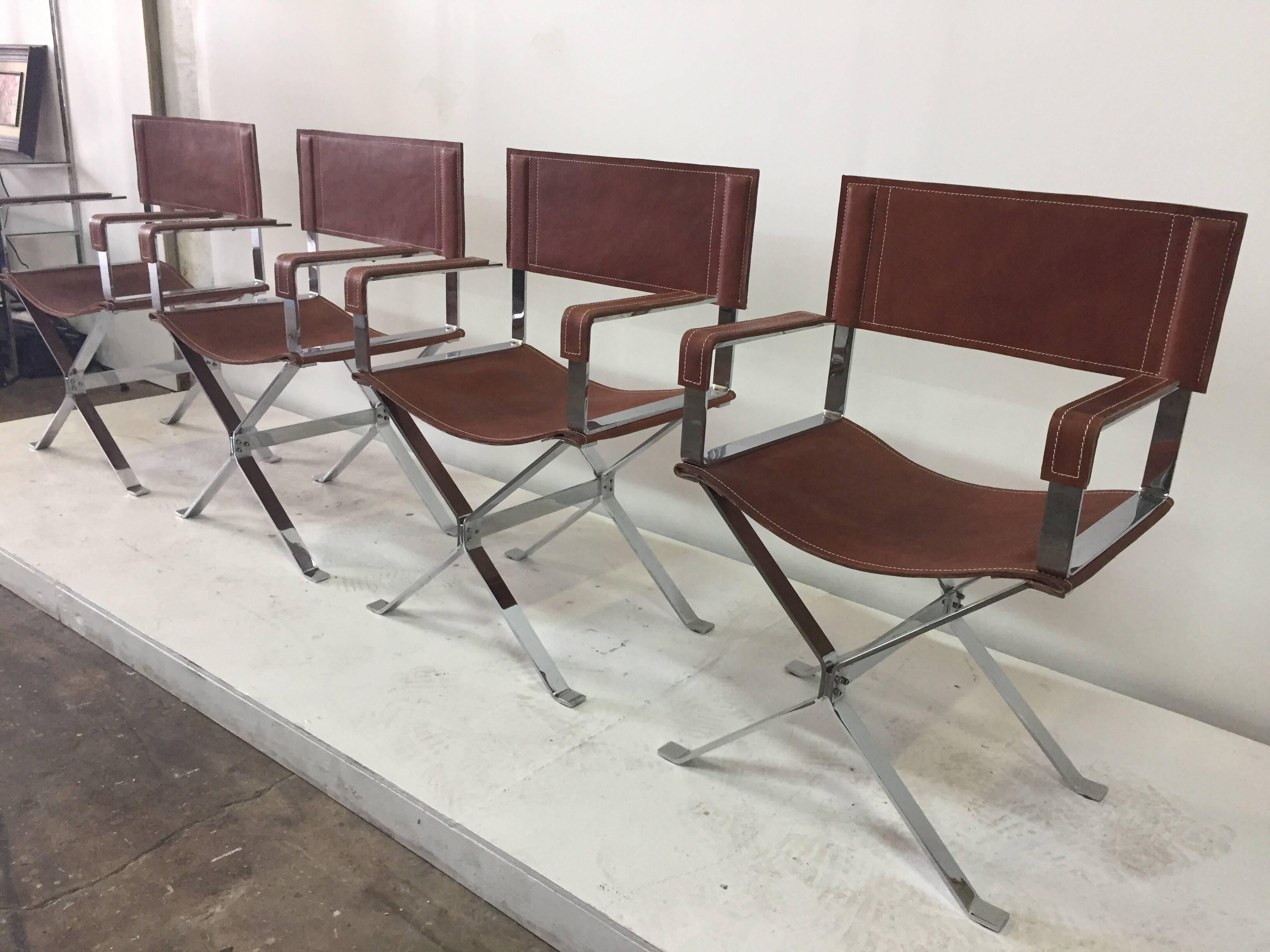 Mid-20th Century Vintage Alessandro Albrizzi Director Armchairs, Set of Four For Sale