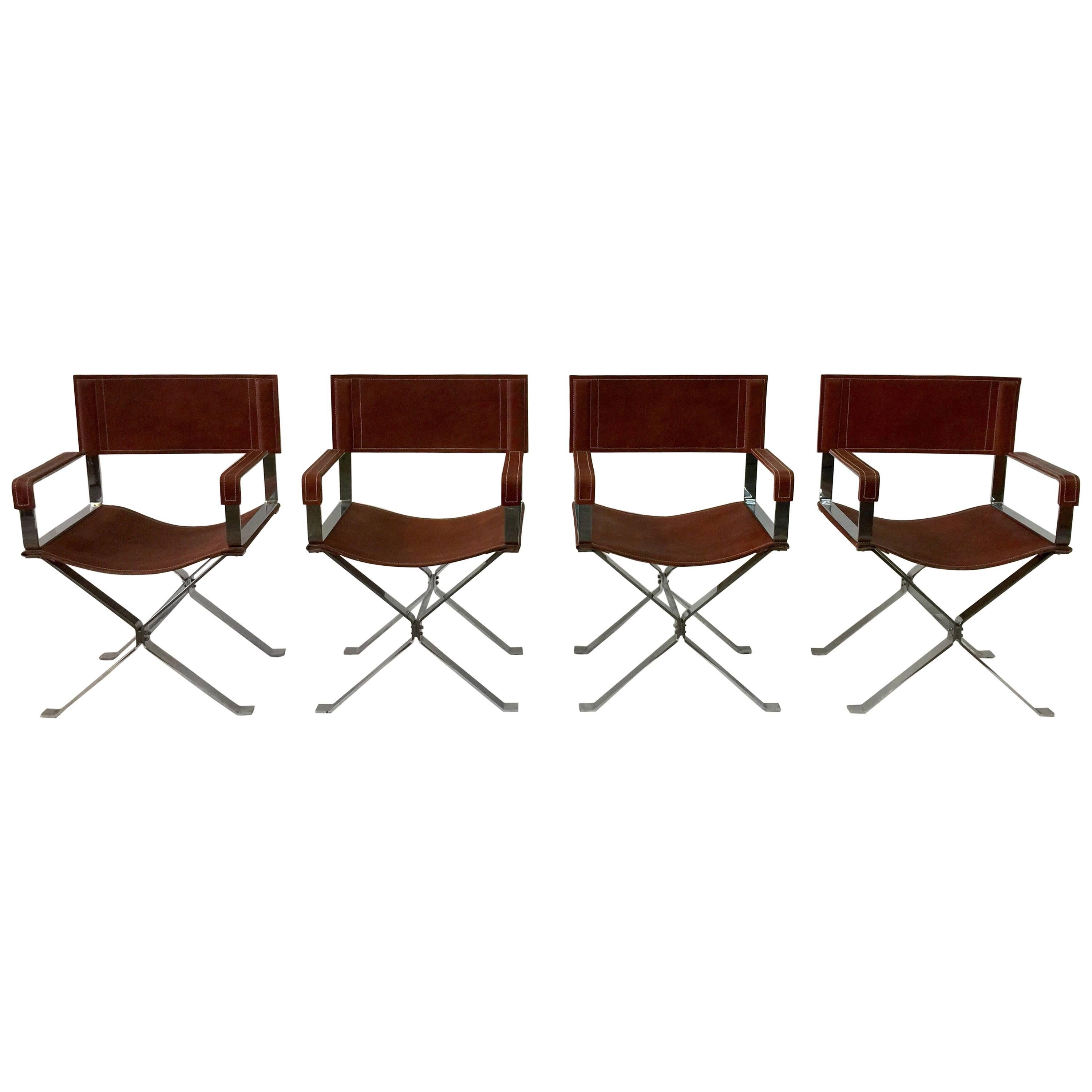 Vintage Alessandro Albrizzi Director Armchairs, Set of Four For Sale