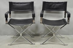Paire de fauteuils de direction vintage Alessandro Albrizzi, Italie, style « Mid-Century Modern », finition chromée