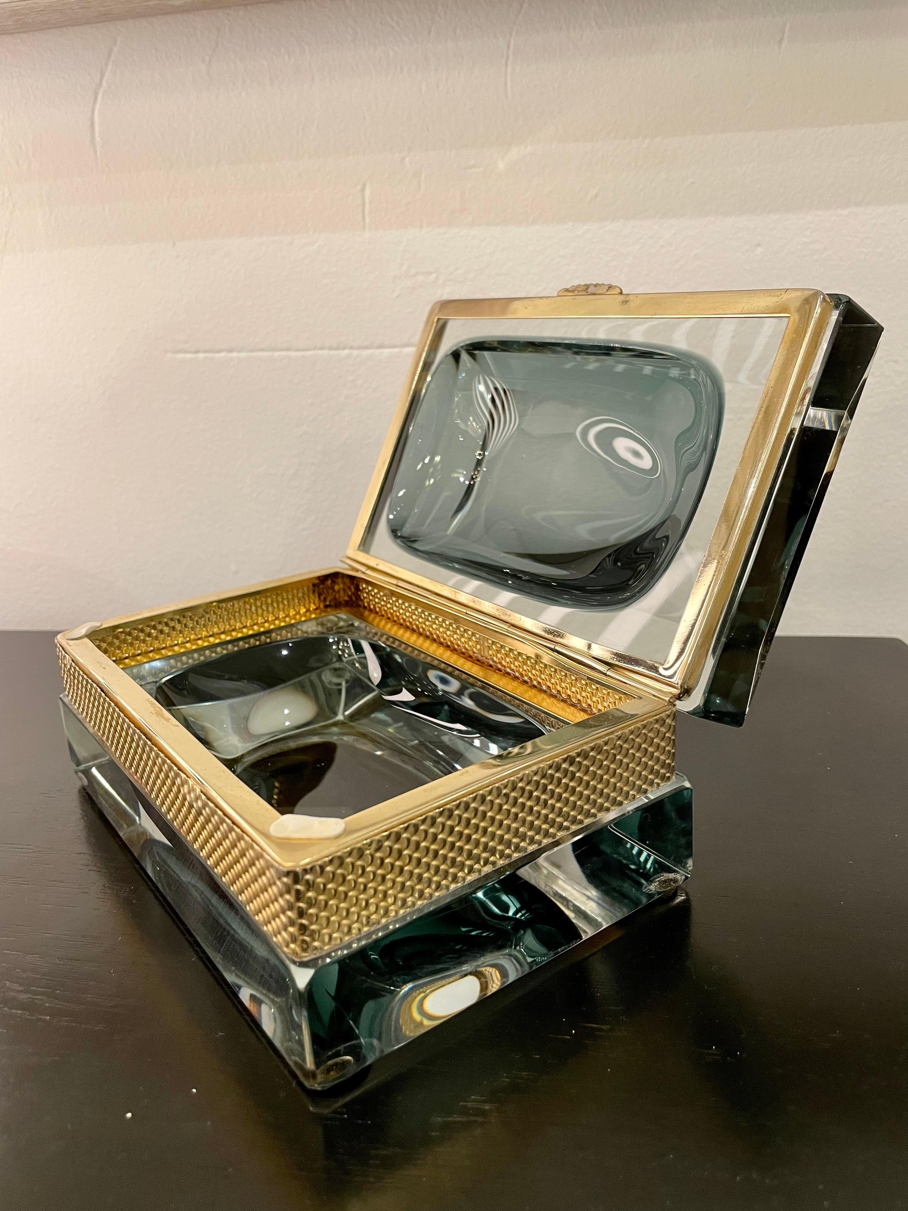 Vintage Alessandro Mandruzzato Faceted Murano Glass Box In Good Condition In East Hampton, NY