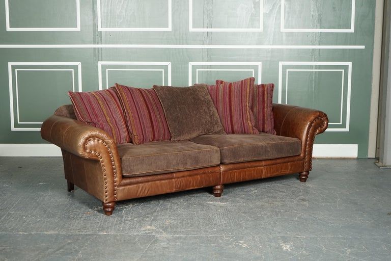 Vintage Alexander and James Hudson 4 Seater Leather and Fabric Sofa Rrp