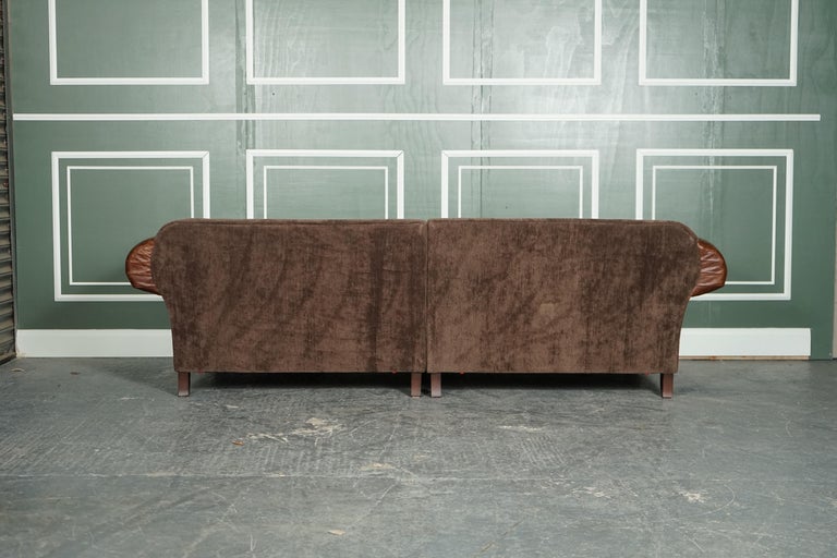 Vintage Alexander and James Hudson 4 Seater Leather and Fabric Sofa Rrp