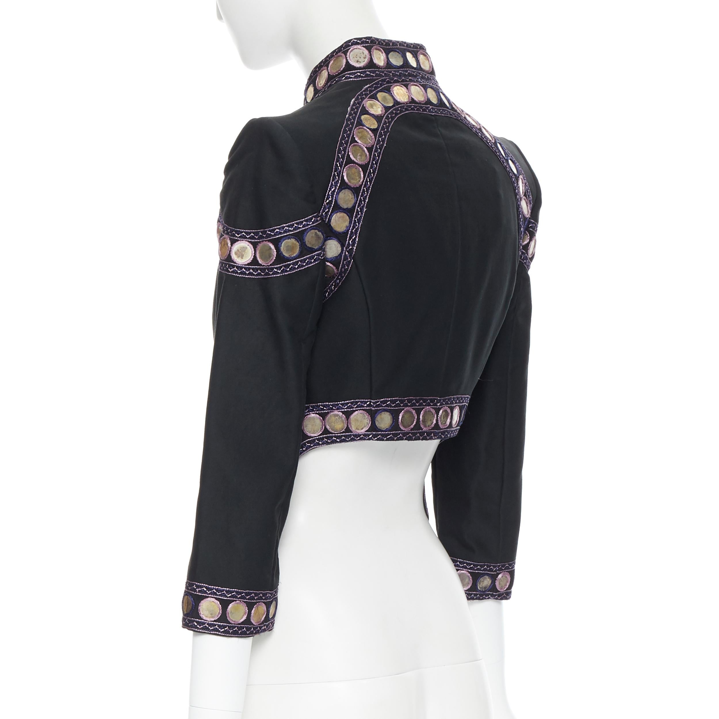 vintage ALEXANDER MCQUEEN 2004 black ethnic embellishment cropped jacket IT38 2