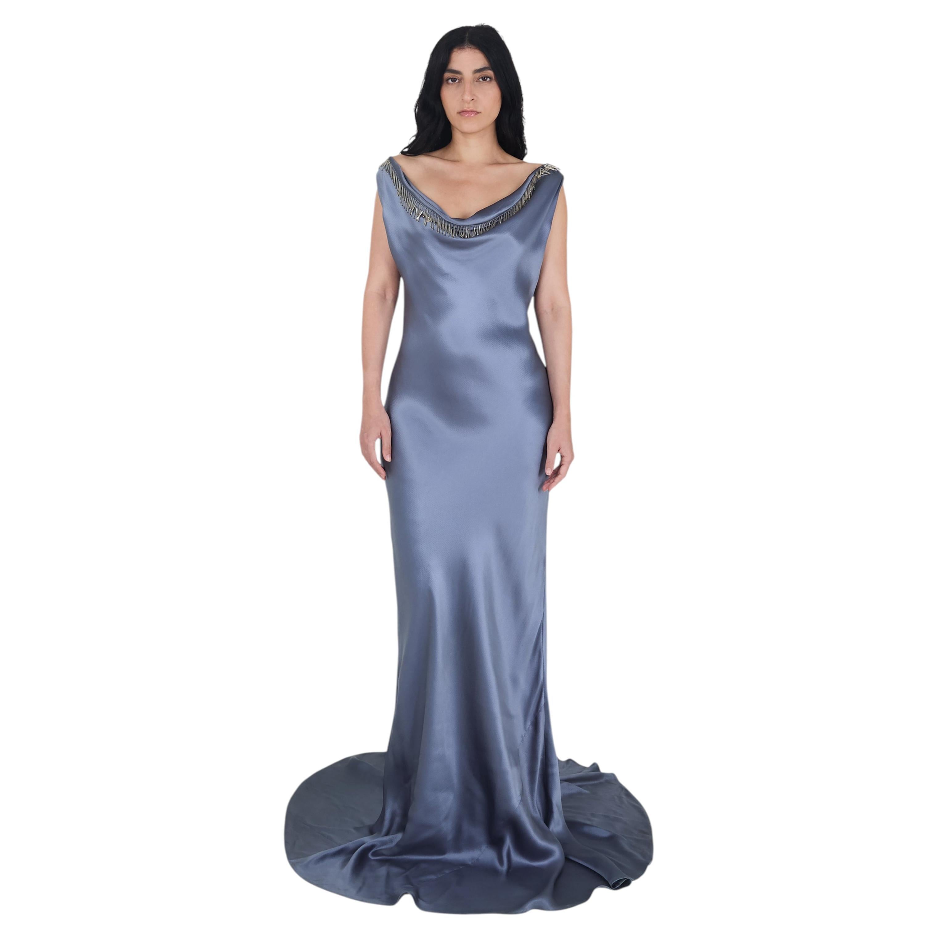 Vintage-Seidenkleid mit Wasserfallausschnitt von Alexander McQueen, 2007 im Angebot