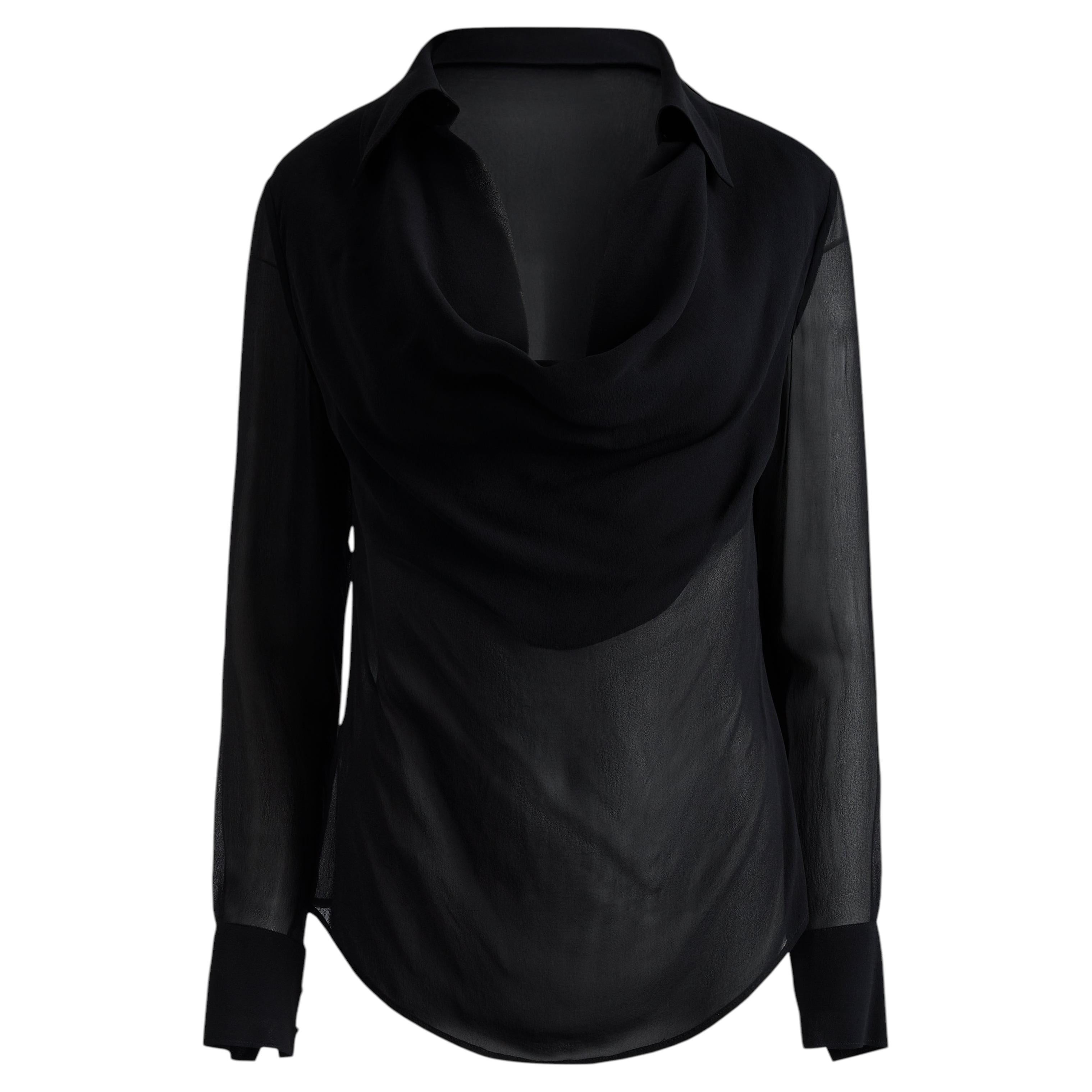 Vintage Alexander Mcqueen 2007 Draped Cow Neck Blouse For Sale