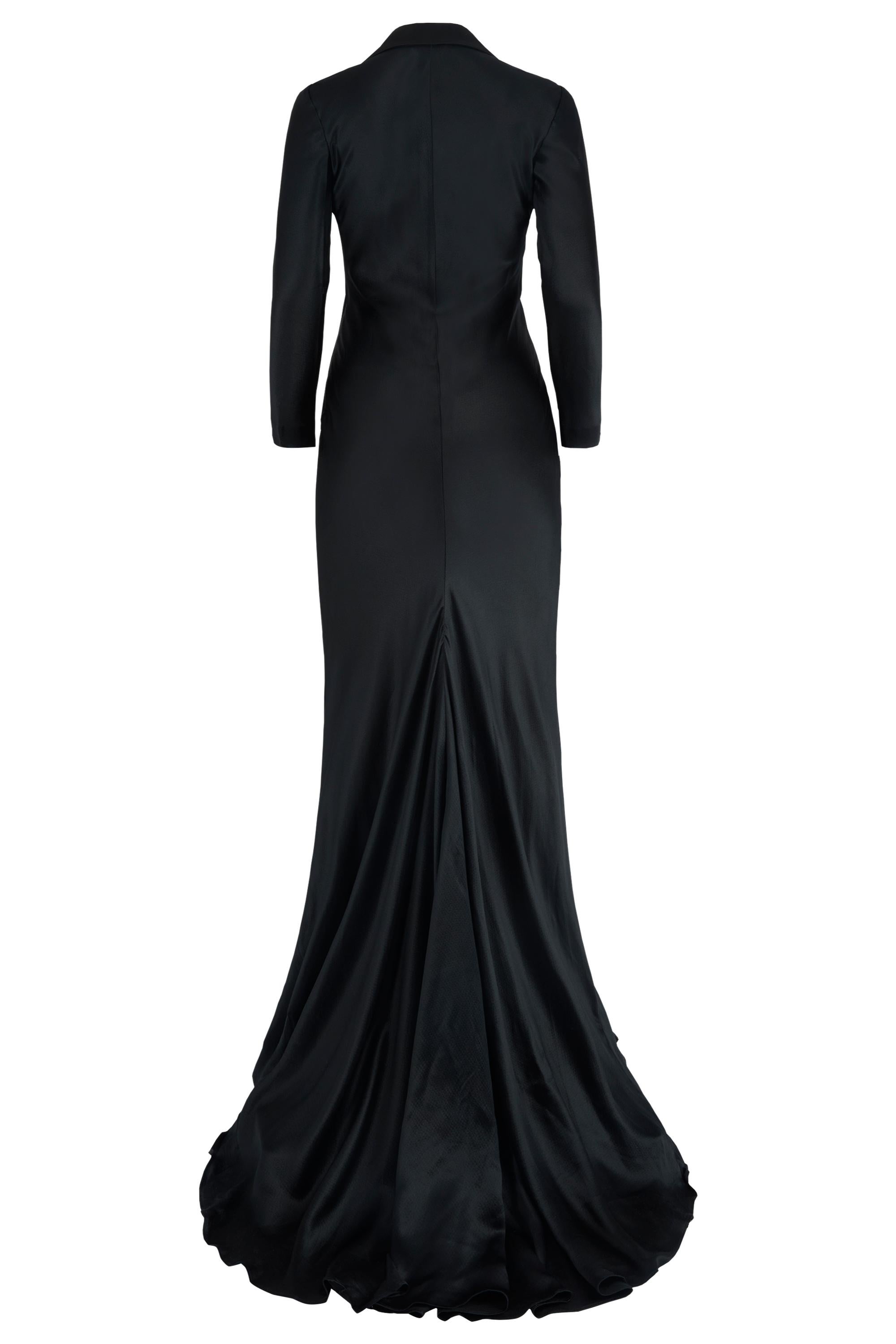 Black Vintage Alexander McQueen A/W 07 Tuxedo Gown For Sale