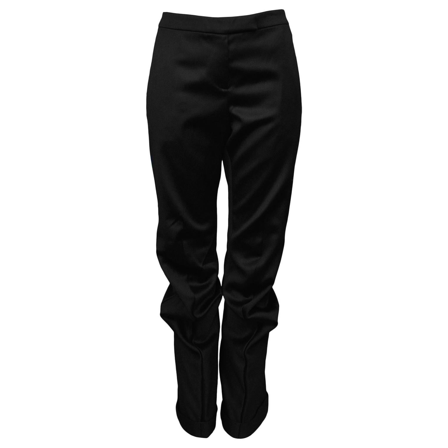 Alexander McQueen - Pantalon noir vintage à coutures incurvées en vente