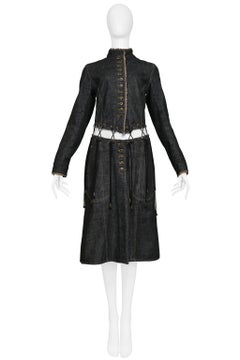 Vintage Alexander Mcqueen Black Denim "Irere" Coat with Laces 2003