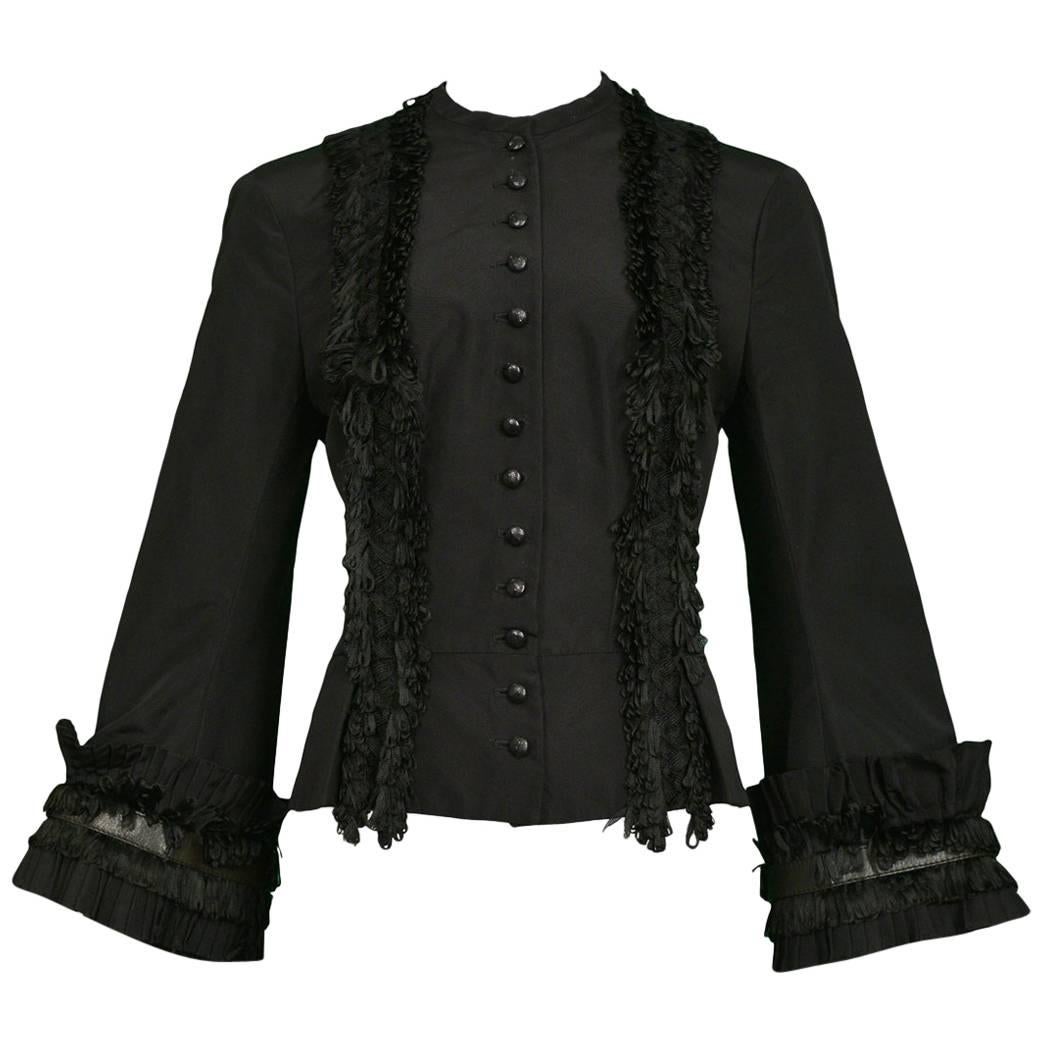 Vintage Alexander McQueen Black Fringe Jacket, 2002