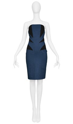 Vintage Alexander McQueen Flag Panel Strapless Dress 1998 Untitled Collection