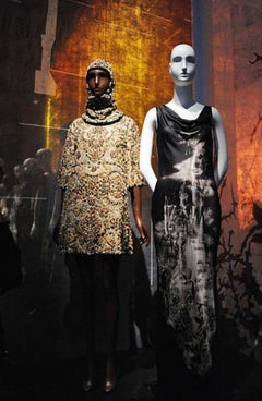Vintage Alexander McQueen FW 2007 “Castle & Skeleton Fairy” Silk Black Gown 42